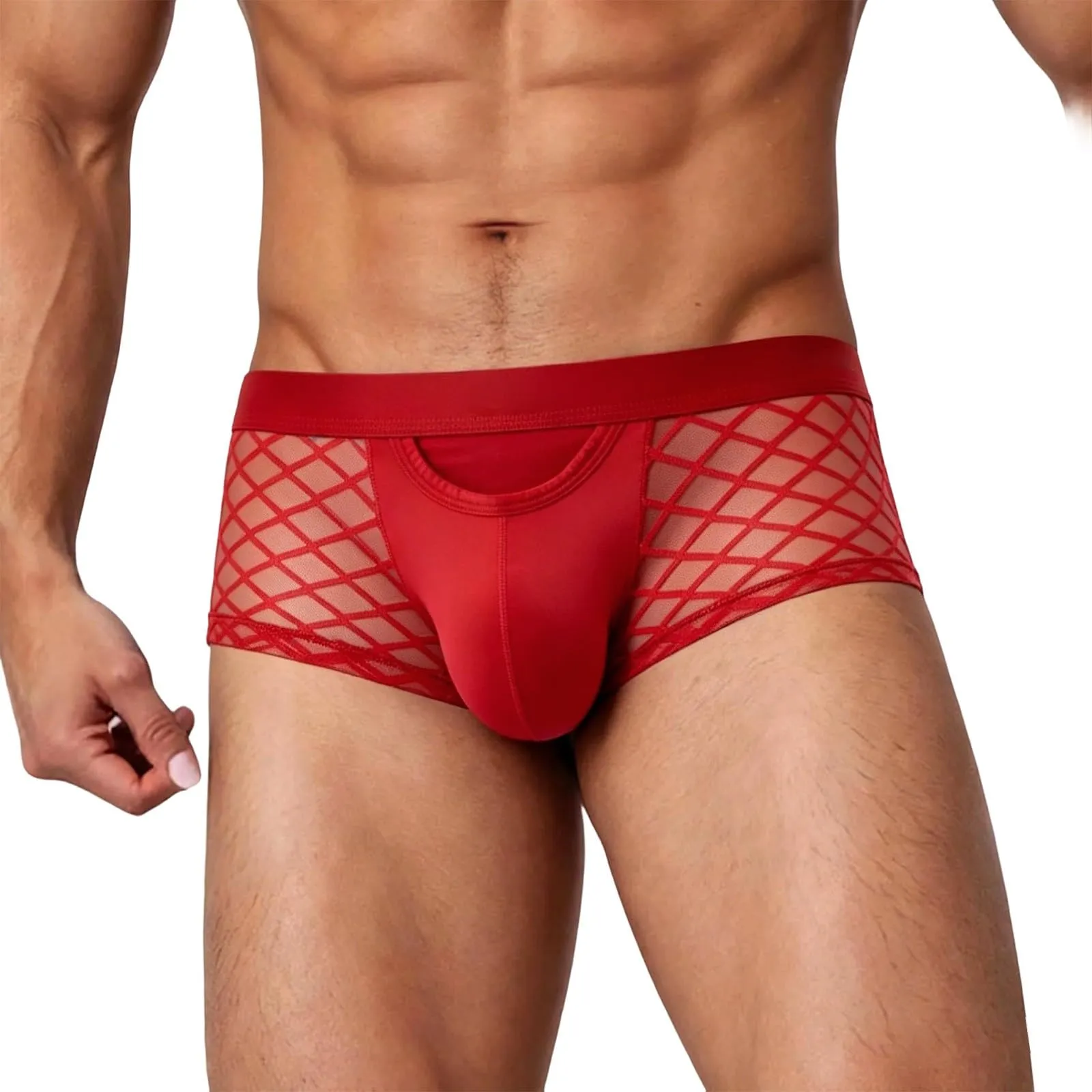 CEWIFO Slip Ragazzo 16 Anni Cotone Mutande Uomo Vita Alta a Media in Pizzo Tinta Unita Traspirante (Red, XXXL) - immagine 3