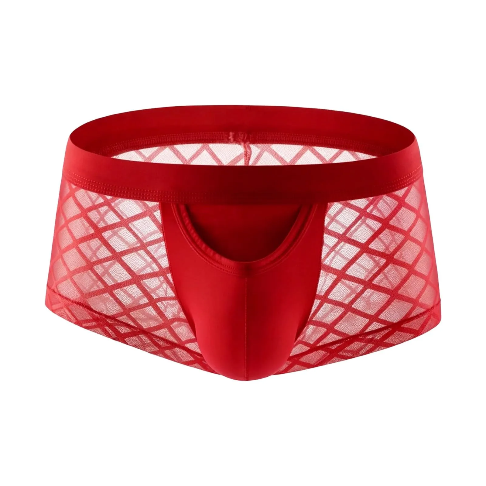CEWIFO Perizoma Sexy da Uomo Boxer Cotone Slip a Vita Media in Pizzo Tinta Unita Traspirante (Red, S) - immagine 1