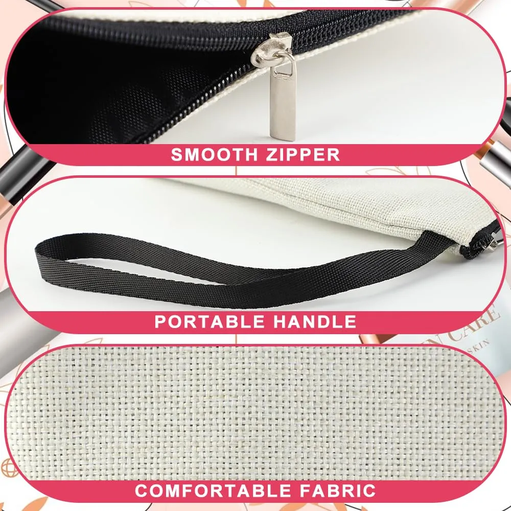 MHwan Pochette Personalizzata, Regali per Donna, Mamme e Amica, Regali di Natale e Compleanno, Elegante e Carina Beauty Case da Viaggio con Iniziale Nome (Beige) - immagine 6