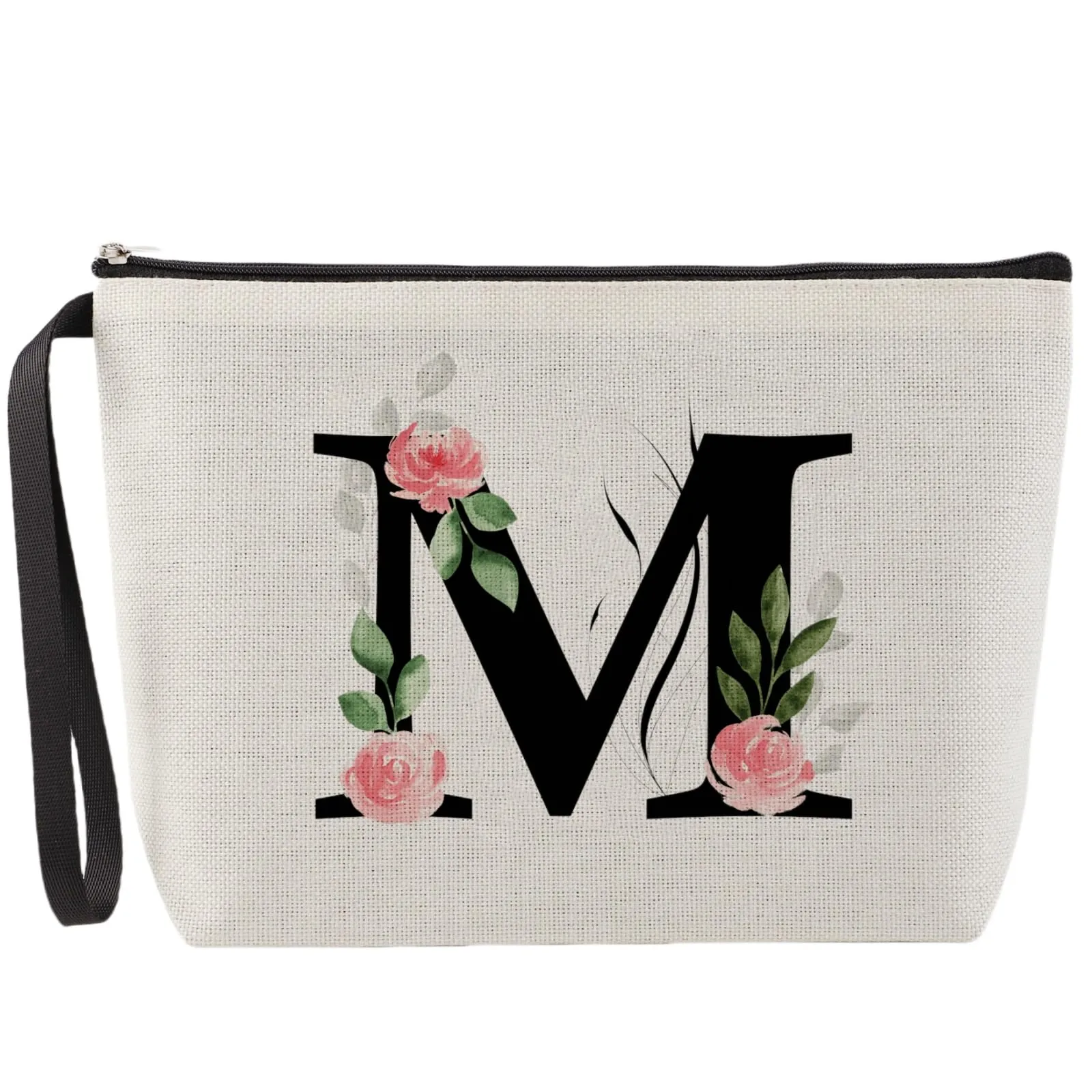 MHwan Pochette Personalizzata, Regali per Donna, Mamme e Amica, Regali di Natale e Compleanno, Elegante e Carina Beauty Case da Viaggio con Iniziale Nome (Beige) - immagine 1