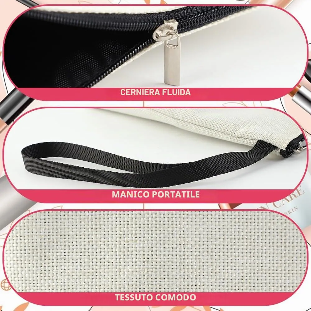 MHwan Pochette Personalizzata, Regali per Donna, Mamme e Amica, Regali di Natale e Compleanno, Elegante e Carina Beauty Case da Viaggio con Iniziale Nome (Beige) - immagine 6
