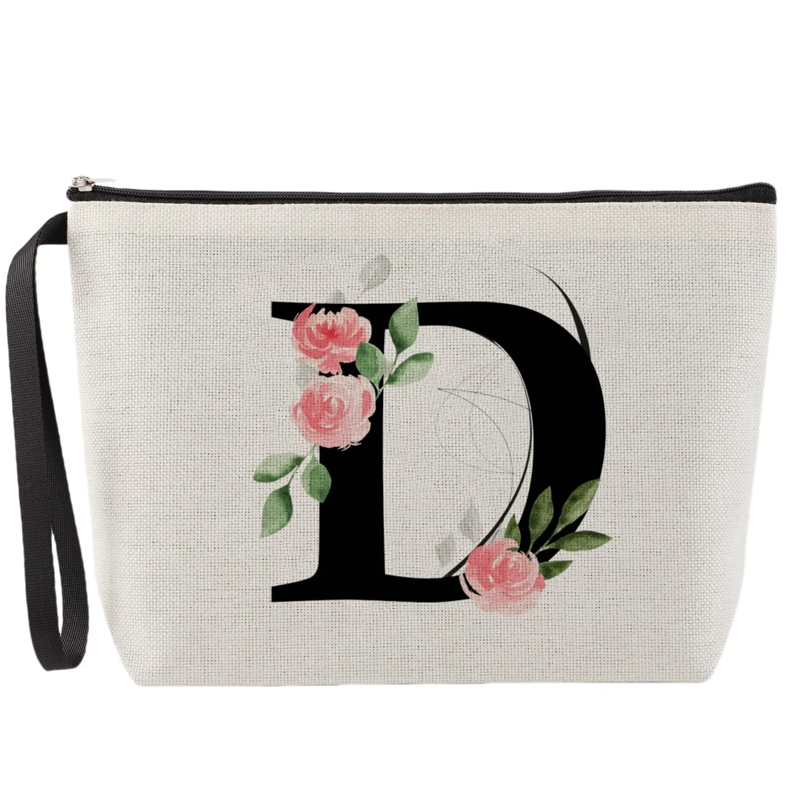 MHwan Pochette Personalizzata, Regali per Donna, Mamme e Amica, Regali di Natale e Compleanno, Elegante e Carina Beauty Case da Viaggio con Iniziale Nome (Beige) - immagine 1