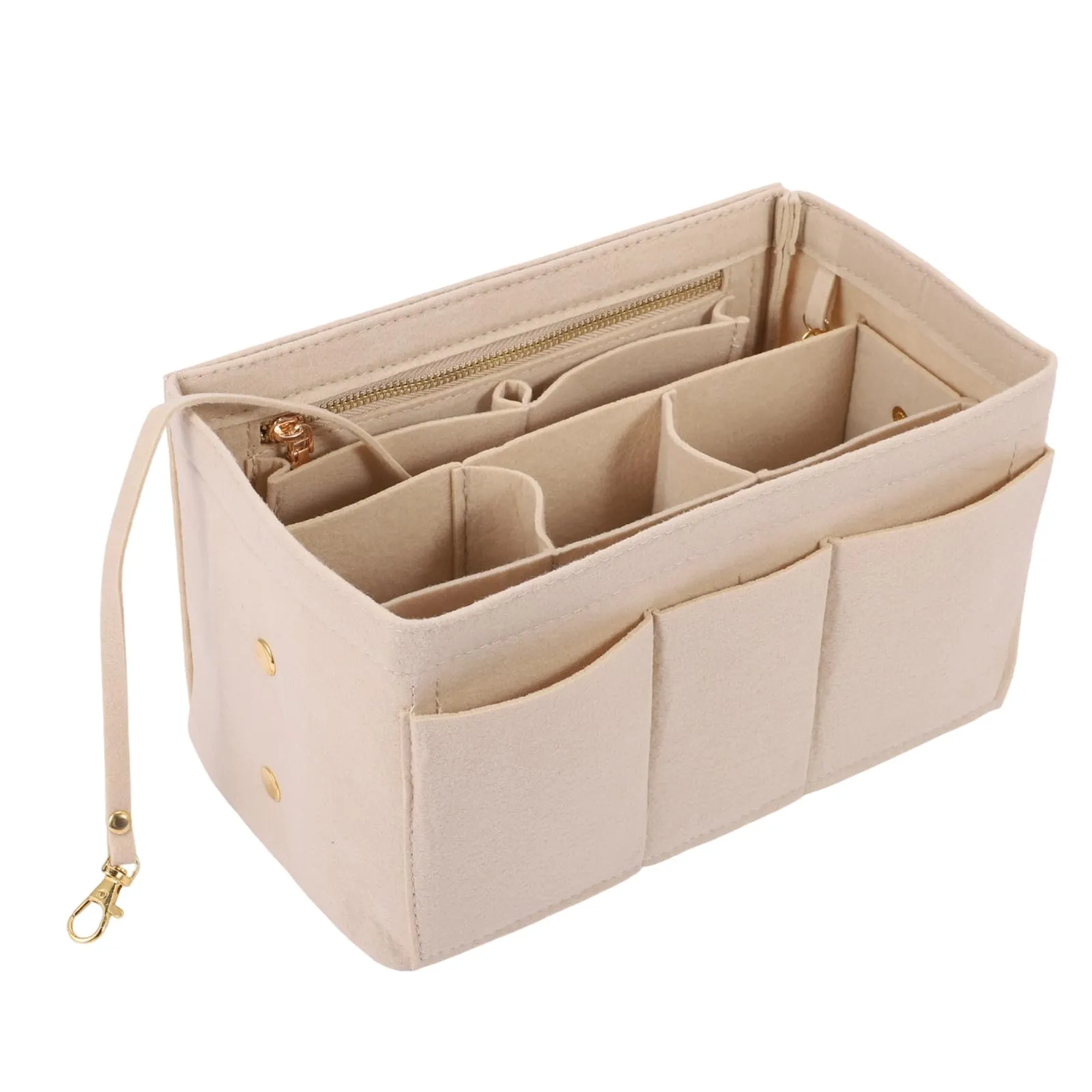 Wotrilw Feltro Organizer da Borsa, Organizzatore di Feltro, Bag in Bag con Catena Chiave, Organizzatore Leggero, con Scomparto Estraibile, Organizer da Borsa Donna - immagine 1