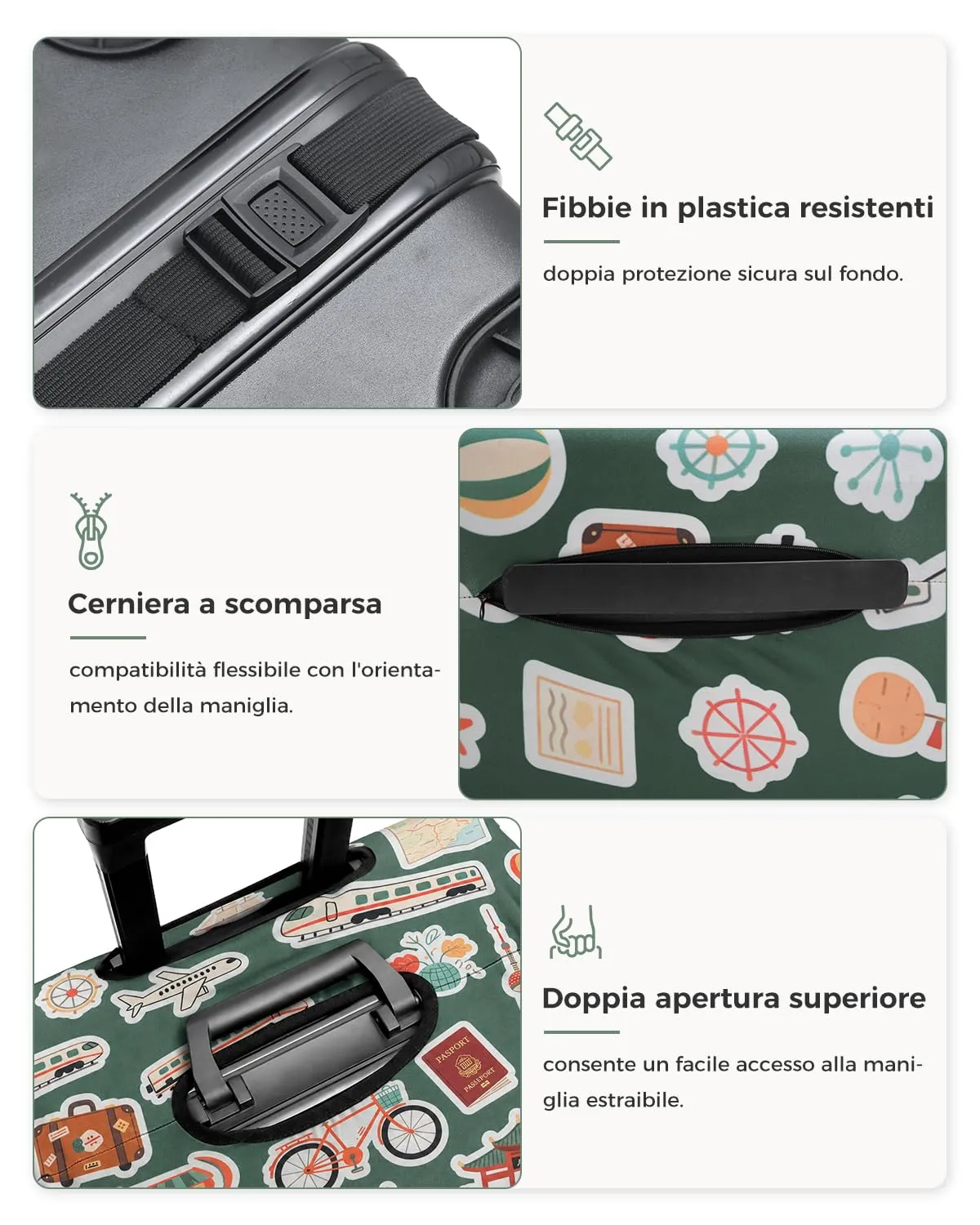 Coprivaligia Elastico Spesso XL per Valigia 29-32 Pollici, Traccia Viaggio - immagine 4