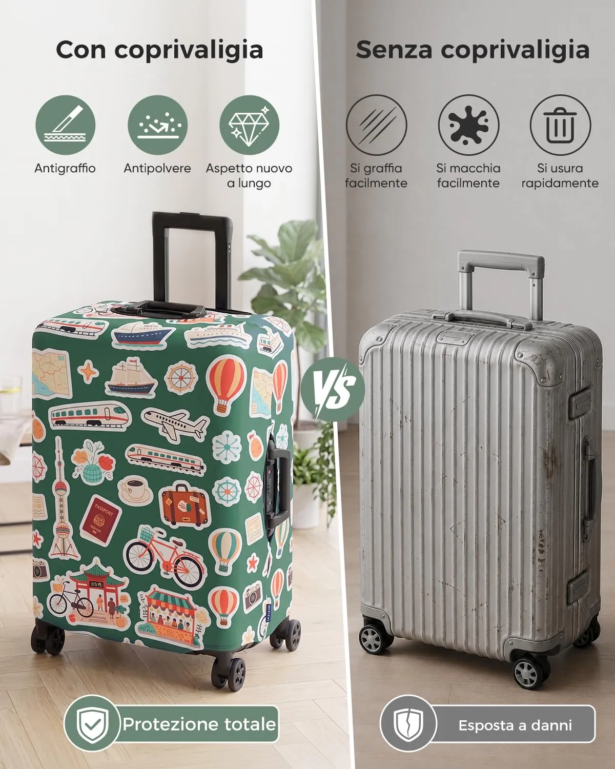Coprivaligia Elastico Spesso XL per Valigia 29-32 Pollici, Traccia Viaggio - immagine 5