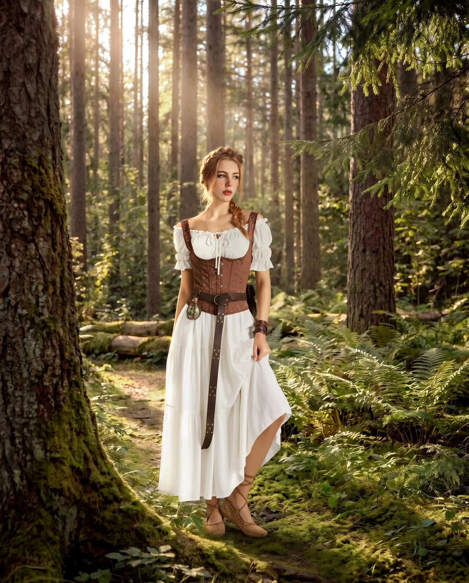 SCARLET DARKNESS Maxi abito rinascimentale da donna con spalle scoperte - immagine 5