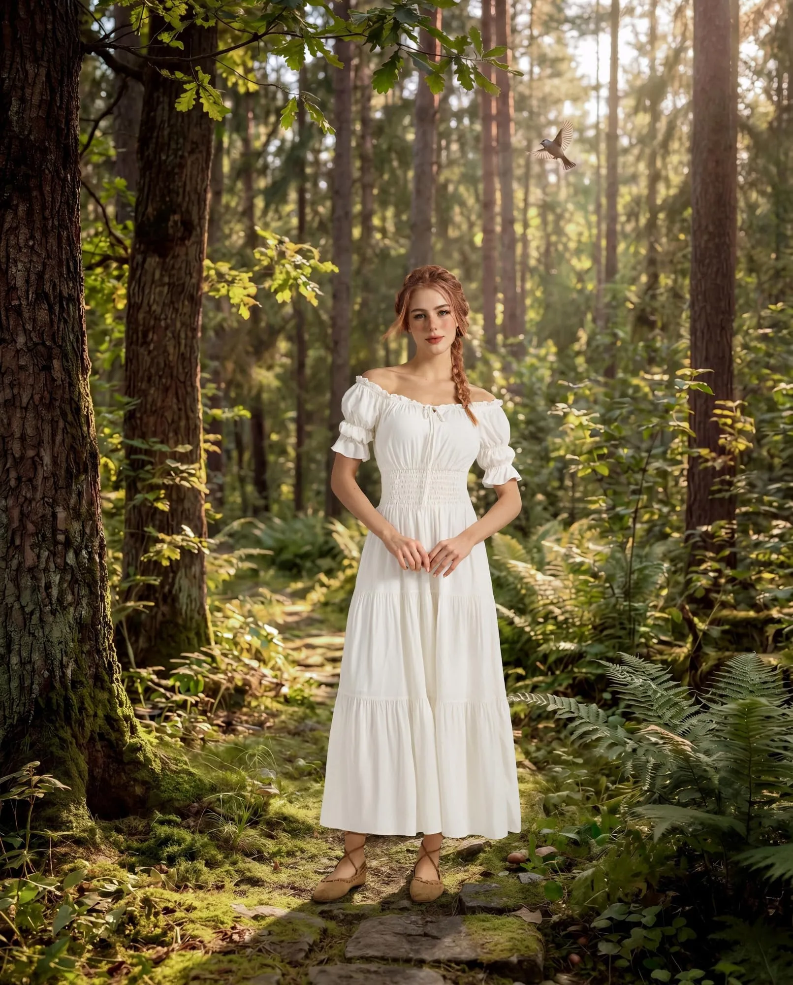 SCARLET DARKNESS, Abito da donna rinascimentale maxi, senza spalline, costume da pirata, bianco, XXL - immagine 3