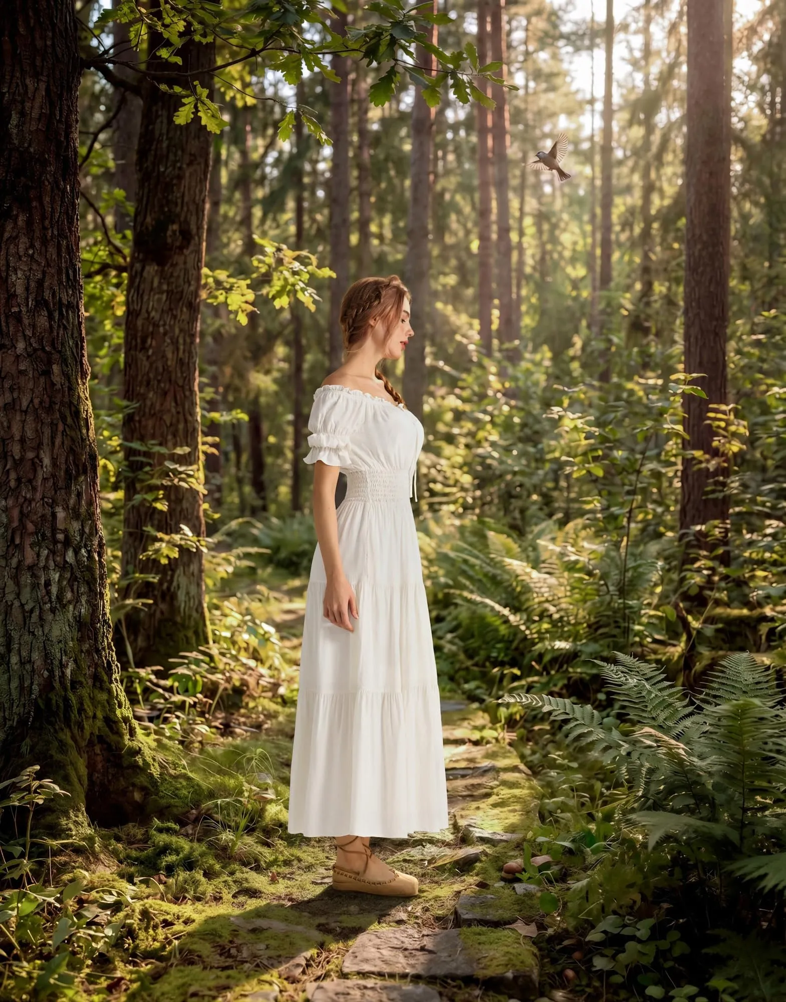 SCARLET DARKNESS, Abito da donna rinascimentale maxi, senza spalline, costume da pirata, bianco, XXL - immagine 4