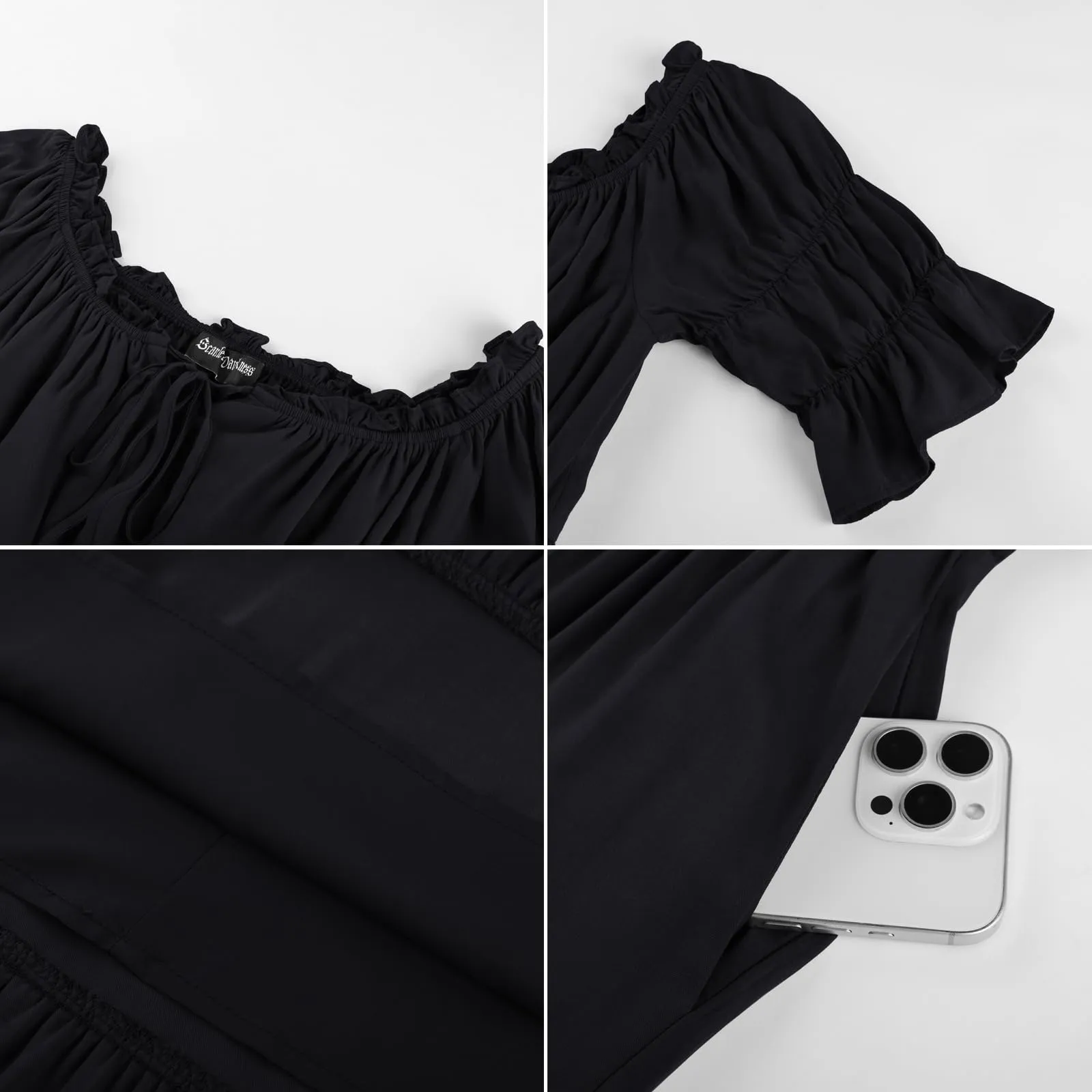 SCARLET DARKNESS Maxi abito rinascimentale da donna con spalle scoperte - immagine 7