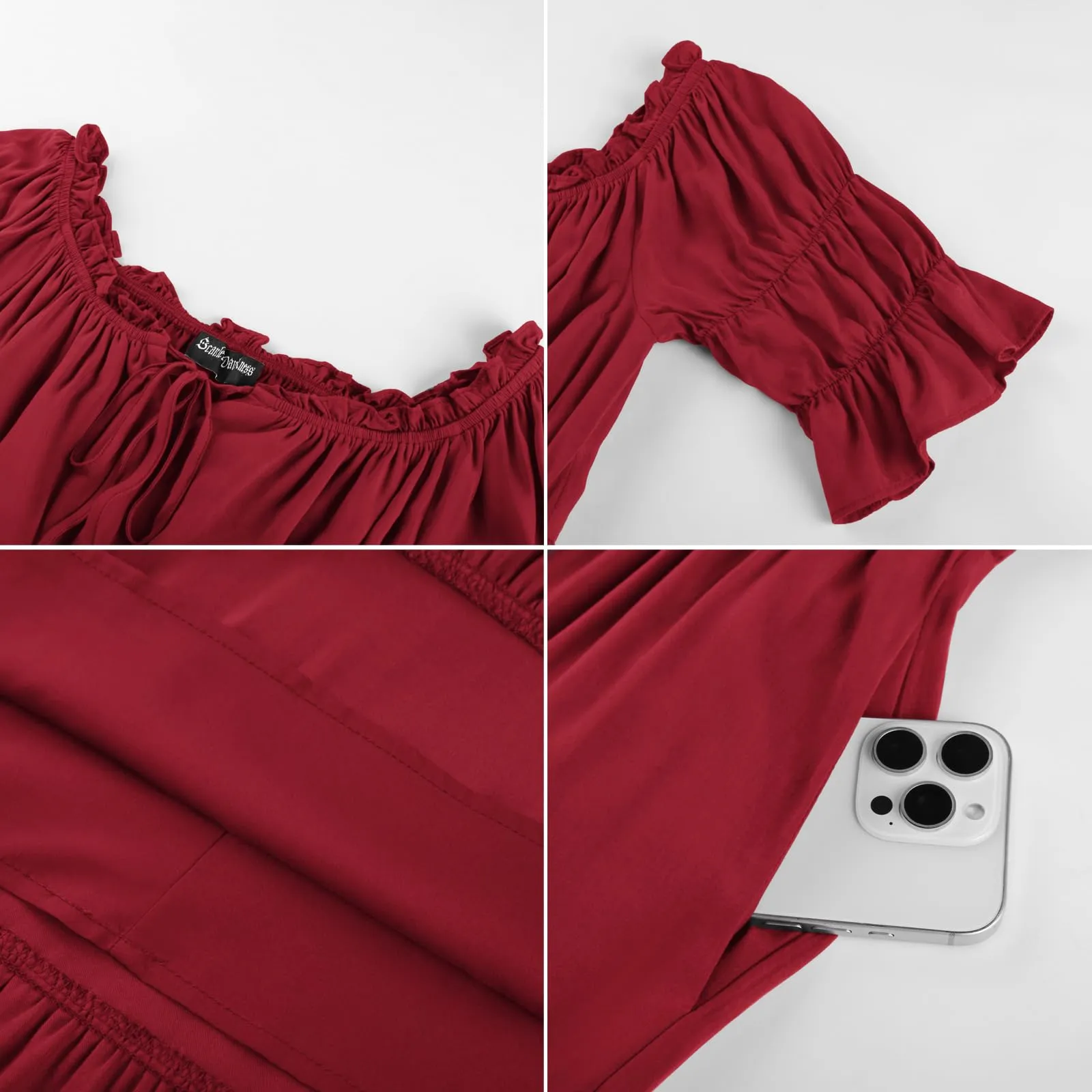 SCARLET DARKNESS Maxi abito rinascimentale da donna con spalle scoperte - immagine 7