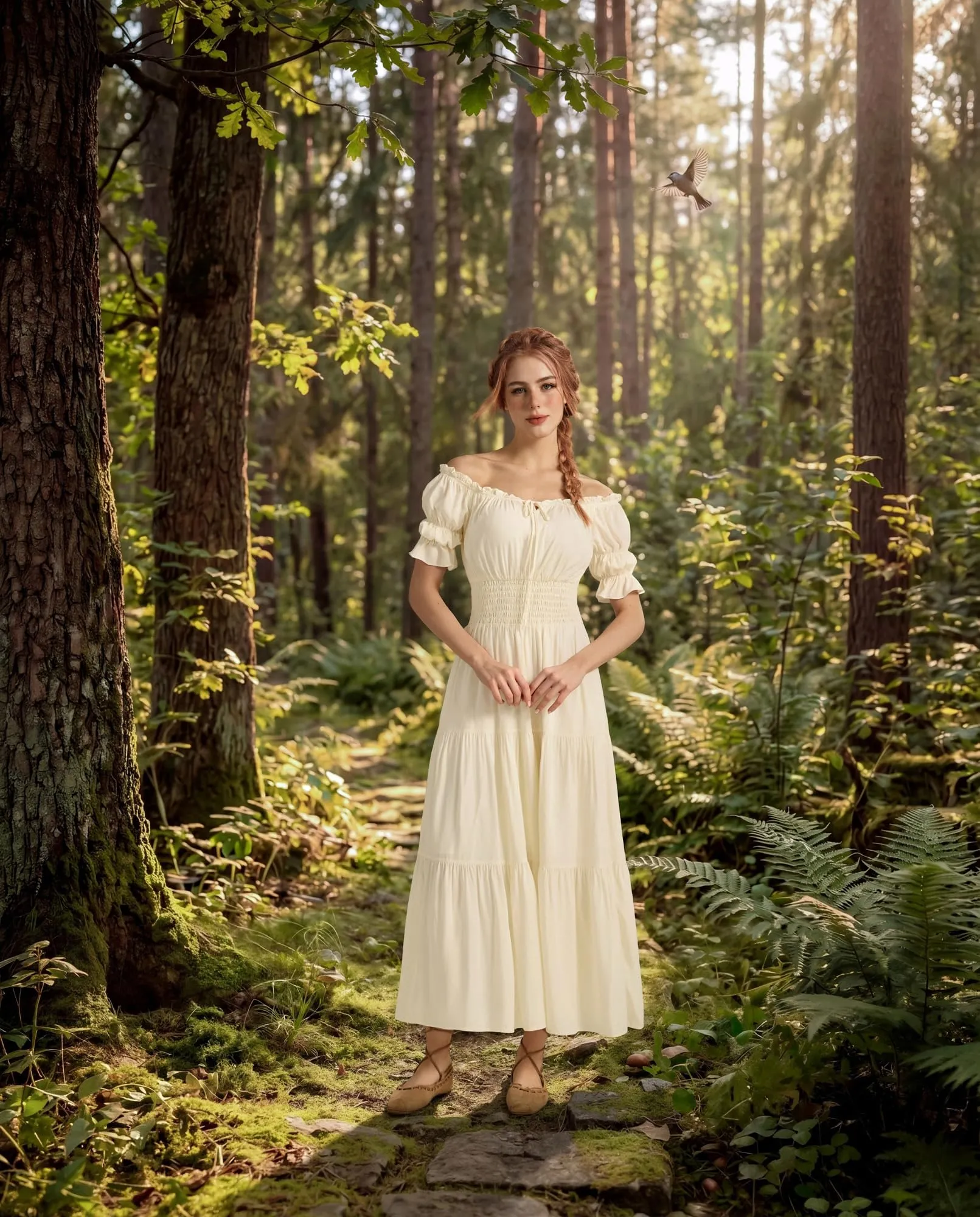 SCARLET DARKNESS, Abito da donna rinascimentale maxi, senza spalline, costume da pirata, Albicocca, M - immagine 3