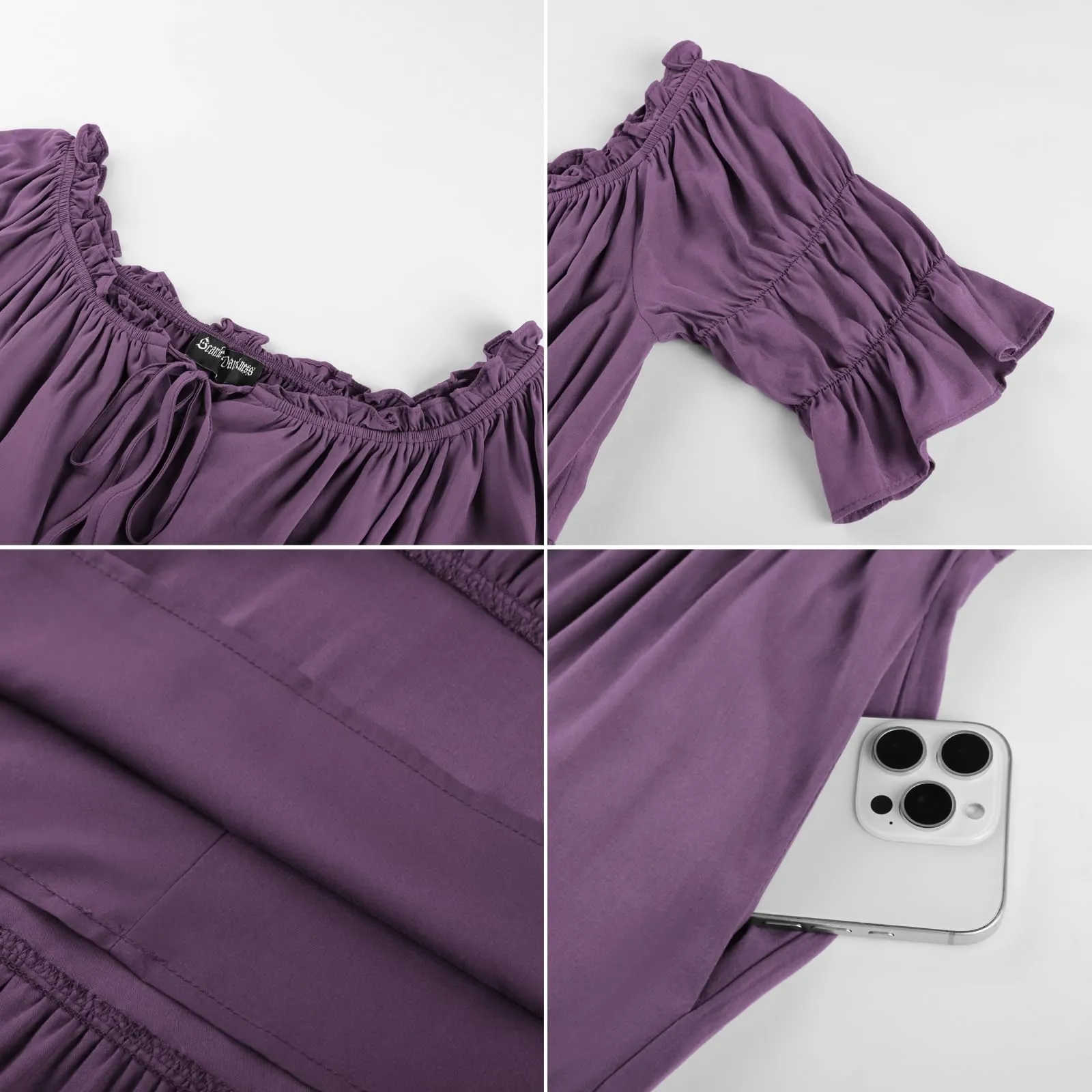 SCARLET DARKNESS Maxi abito rinascimentale da donna con spalle scoperte - immagine 7