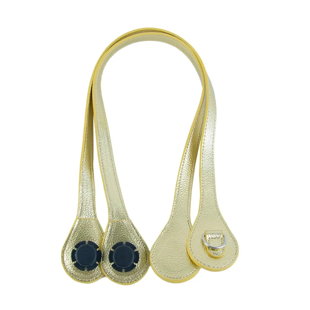 1 Paio di Manici Lunghi per O Bag con Fibbia a D Teardrop End Pu Tracolle in Pelle per Accessori Cintura Obag (Dorato) - immagine 1