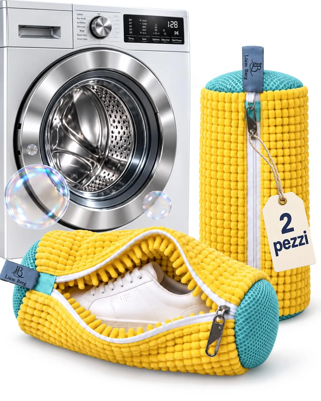 Lium Berg 2pz Sacchetti per Lavare Scarpe in Lavatrice con Zip Rinforzata - immagine 1