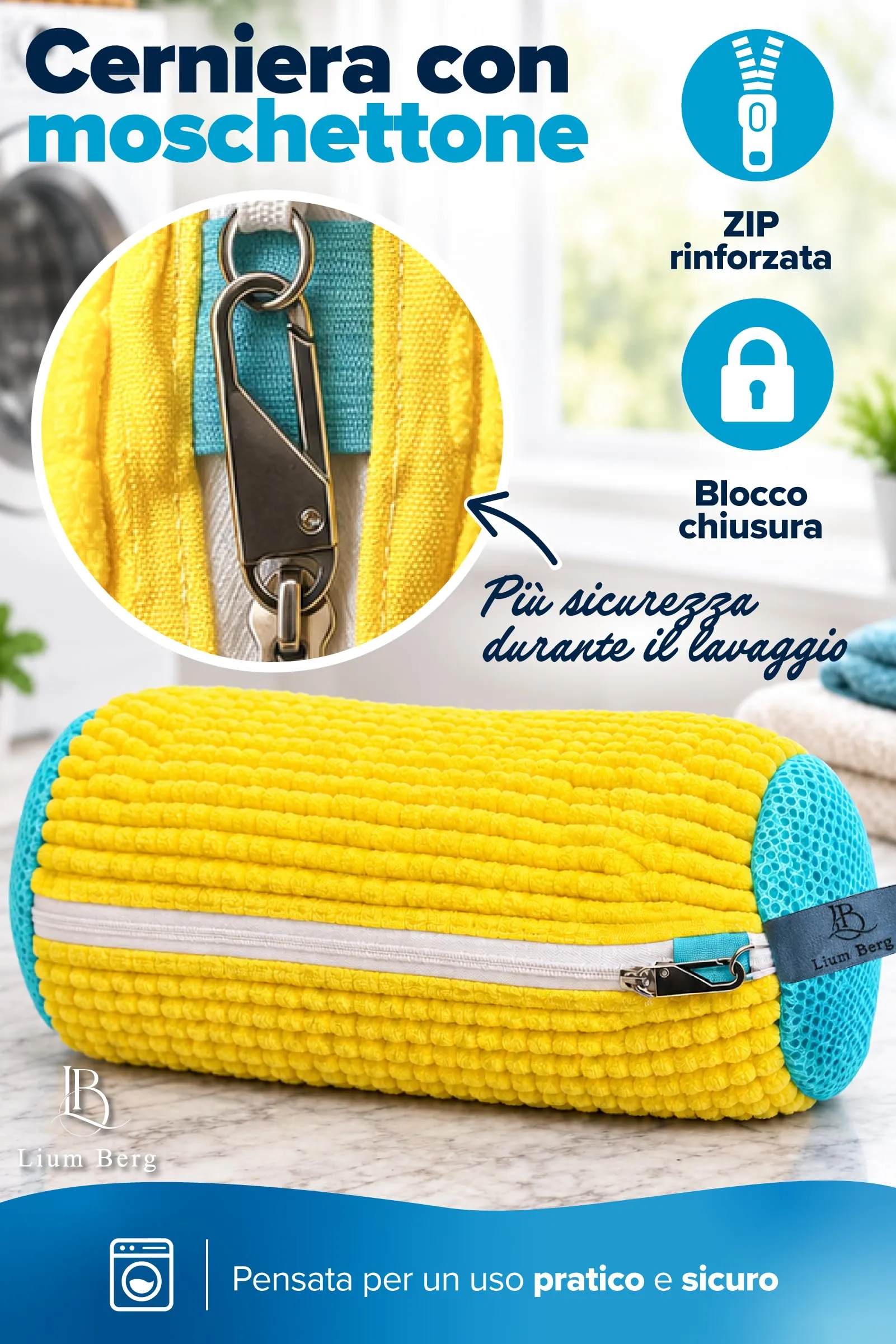 Lium Berg 2pz Sacchetti per Lavare Scarpe in Lavatrice con Zip Rinforzata - immagine 3