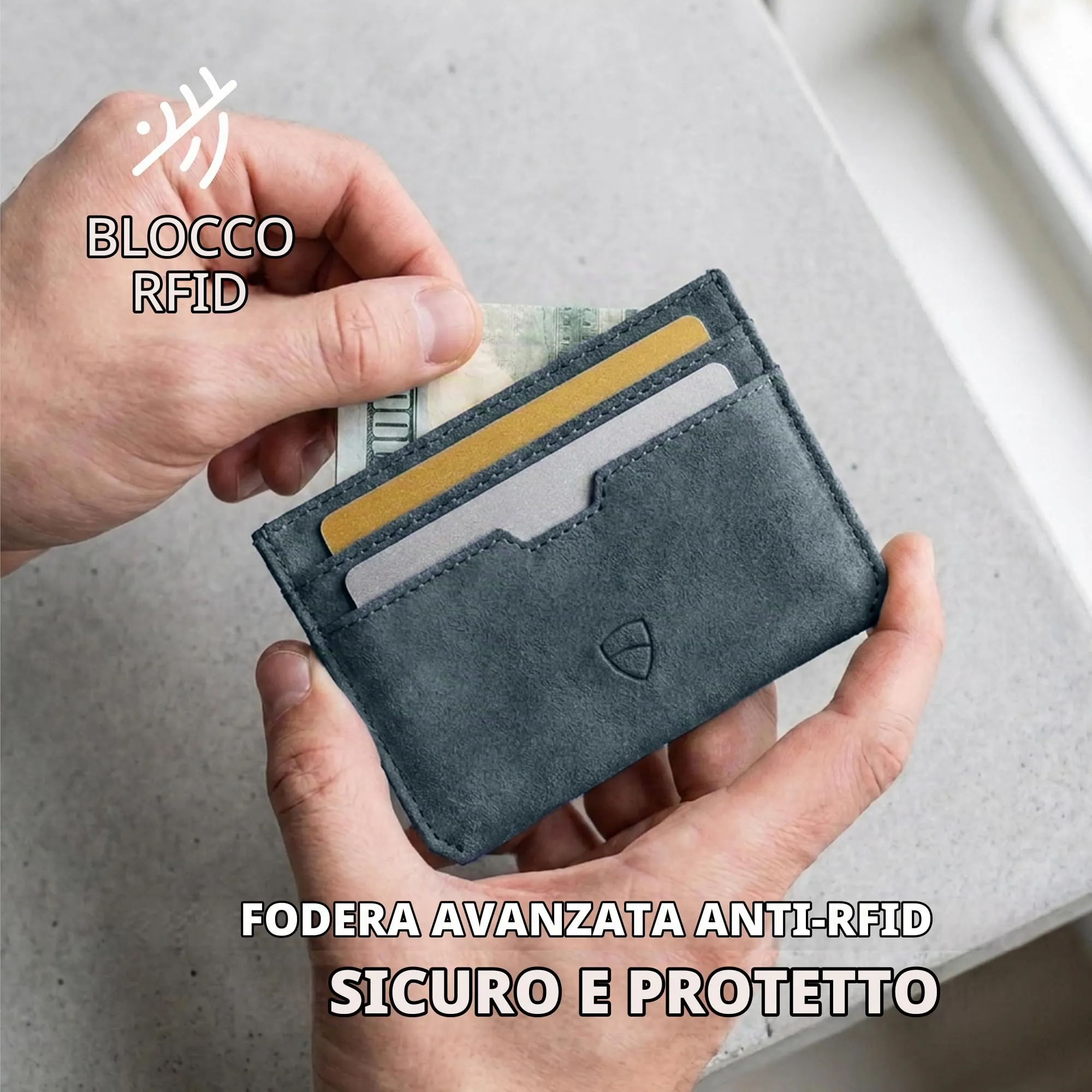 Vaultskin MOORGATE Porta Carte Uomo in Pelle con RFID, Verde petrolio - immagine 4