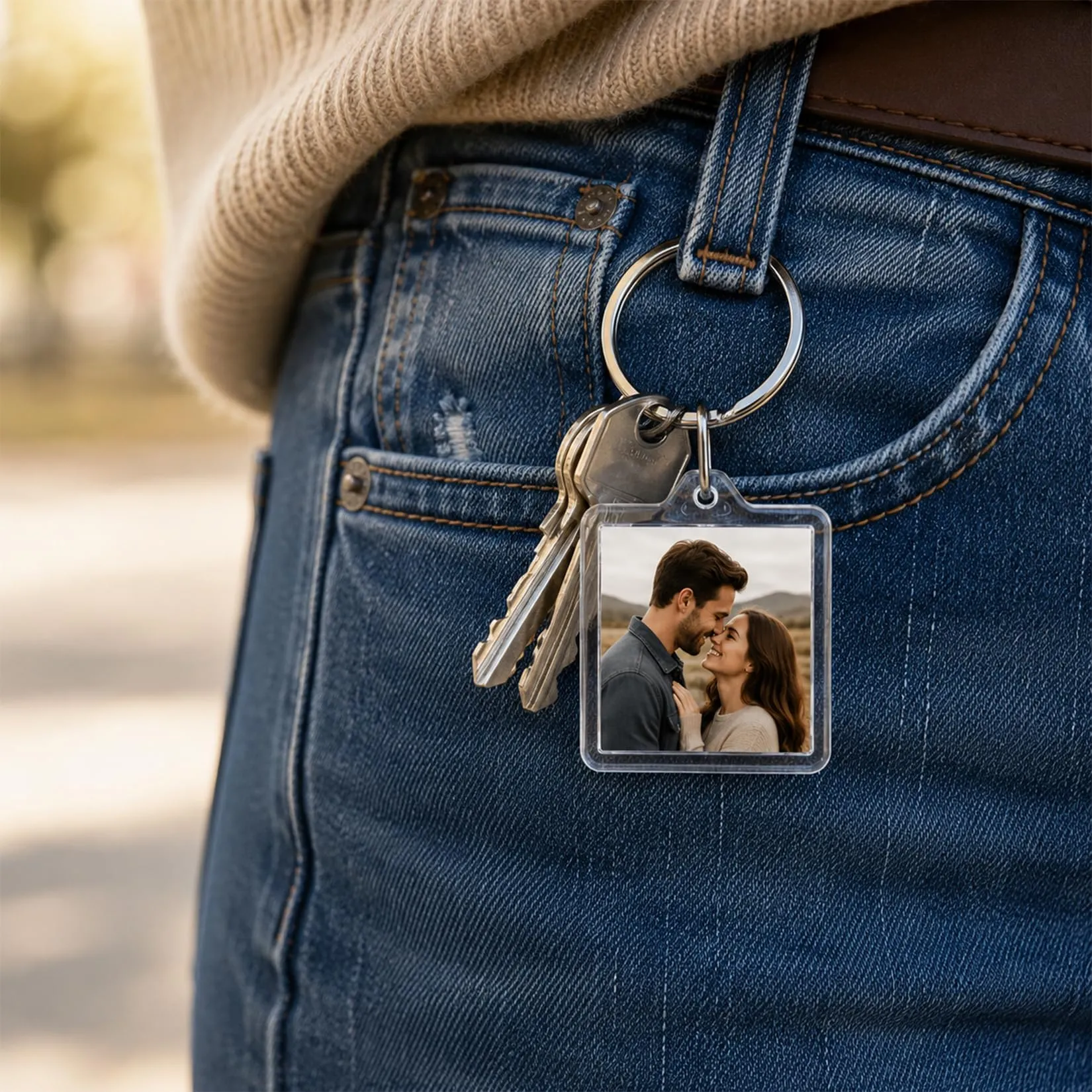 Bnnrjia 30 Pz Portachiavi Foto Acrilico, Portachiavi Trasparente, Portachiavi con Foto Trasparenti in Acrilico con Anelli per Fai Da Te Artigianato Famiglia Amici Regali Fotografico (Quadrato) - immagine 7