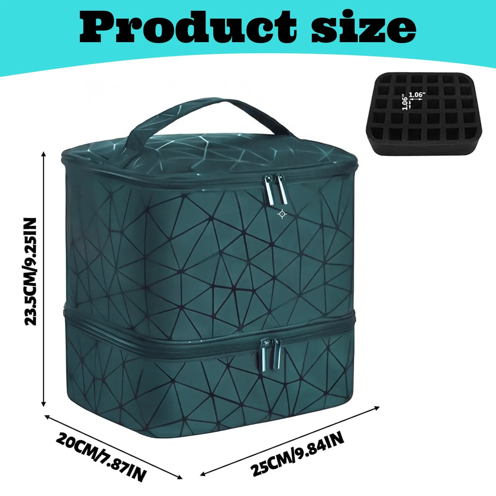 Portasmalti Organizer Valigetta per Unghie, Borsa Portatile a Doppio Strato per 30 Flaconi Di Smalto e Accessori Per Unghie (verde) - immagine 2