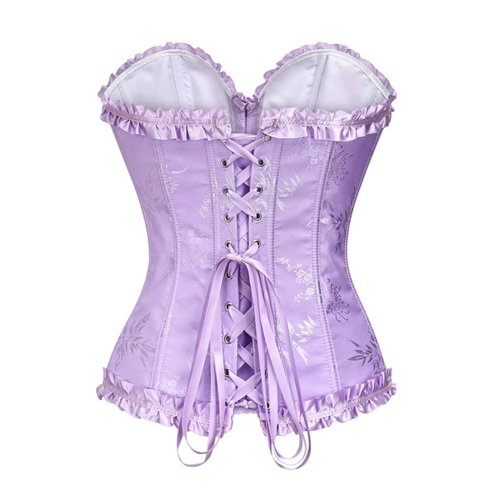 Bauzuoyo Corsetto da donna, sexy, pancia, vintage, con lacci, per Halloween, costume da pirata gotico, carnevale, Lilla, M - immagine 4