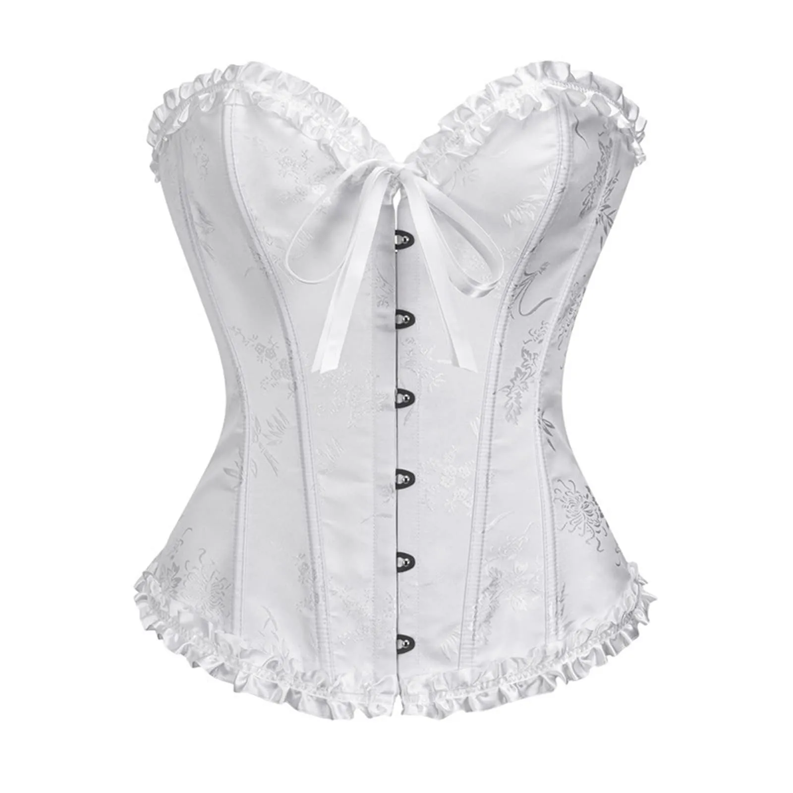 Bauzuoyo Corsetto da donna, sexy, pancia, vintage, con lacci, per Halloween, costume da pirata gotico, carnevale, bianco, S - immagine 1