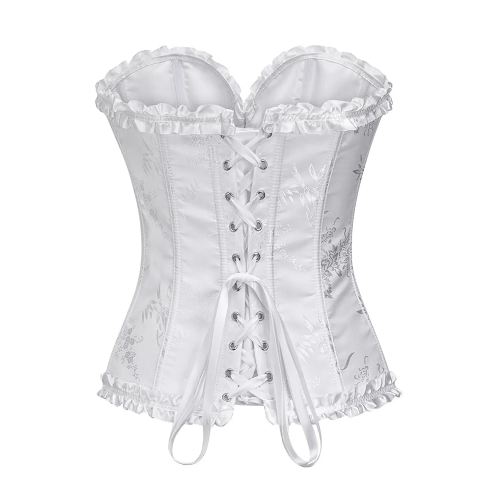 Bauzuoyo Corsetto da donna, sexy, pancia, vintage, con lacci, per Halloween, costume da pirata gotico, carnevale, bianco, S - immagine 4