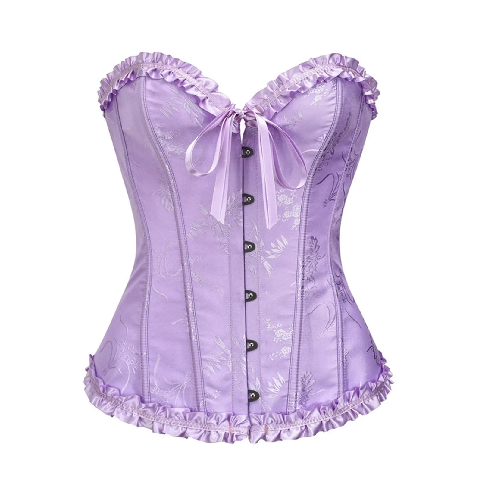 Bauzuoyo Corsetto da donna, sexy, pancia, vintage, con lacci, per Halloween, costume da pirata gotico, carnevale, Lilla, L - immagine 1
