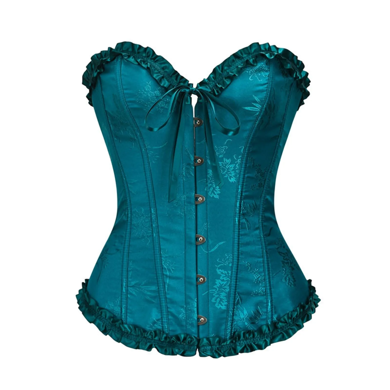 Bauzuoyo Corsetto da donna, sexy, pancia, vintage, con lacci, per Halloween, costume da pirata gotico, carnevale, Blu, M - immagine 3