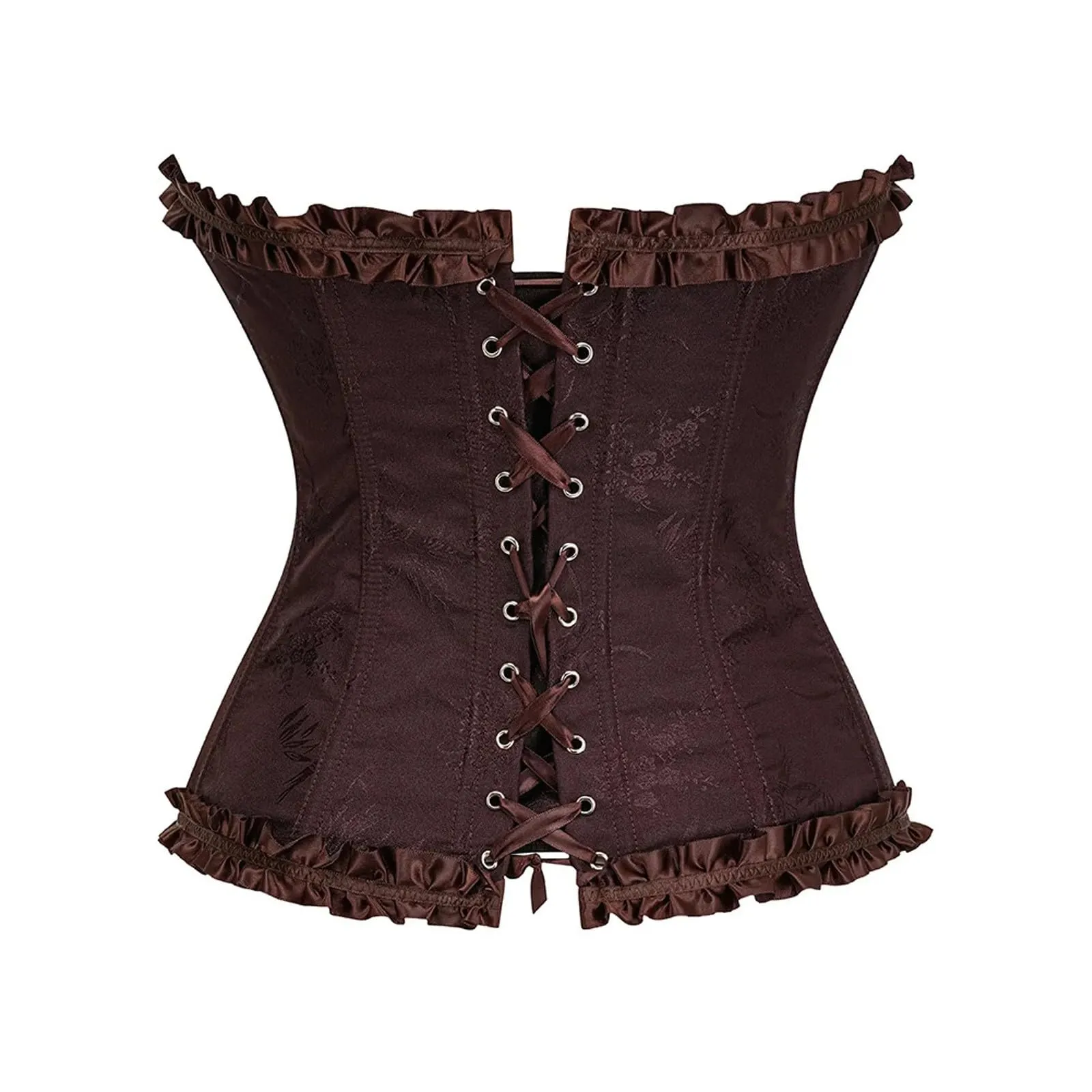 Bauzuoyo Corsetto da donna, sexy, pancia, vintage, con lacci, per Halloween, costume da pirata gotico, carnevale, marrone, S - immagine 5