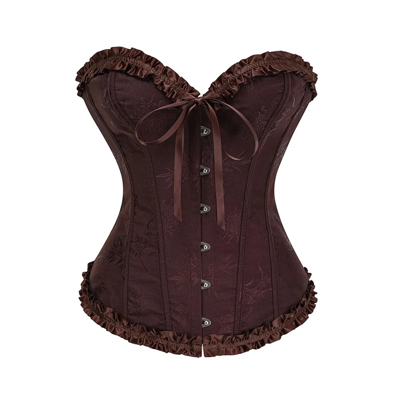Bauzuoyo Corsetto da donna, sexy, pancia, vintage, con lacci, per Halloween, costume da pirata gotico, carnevale, marrone, XXL - immagine 1
