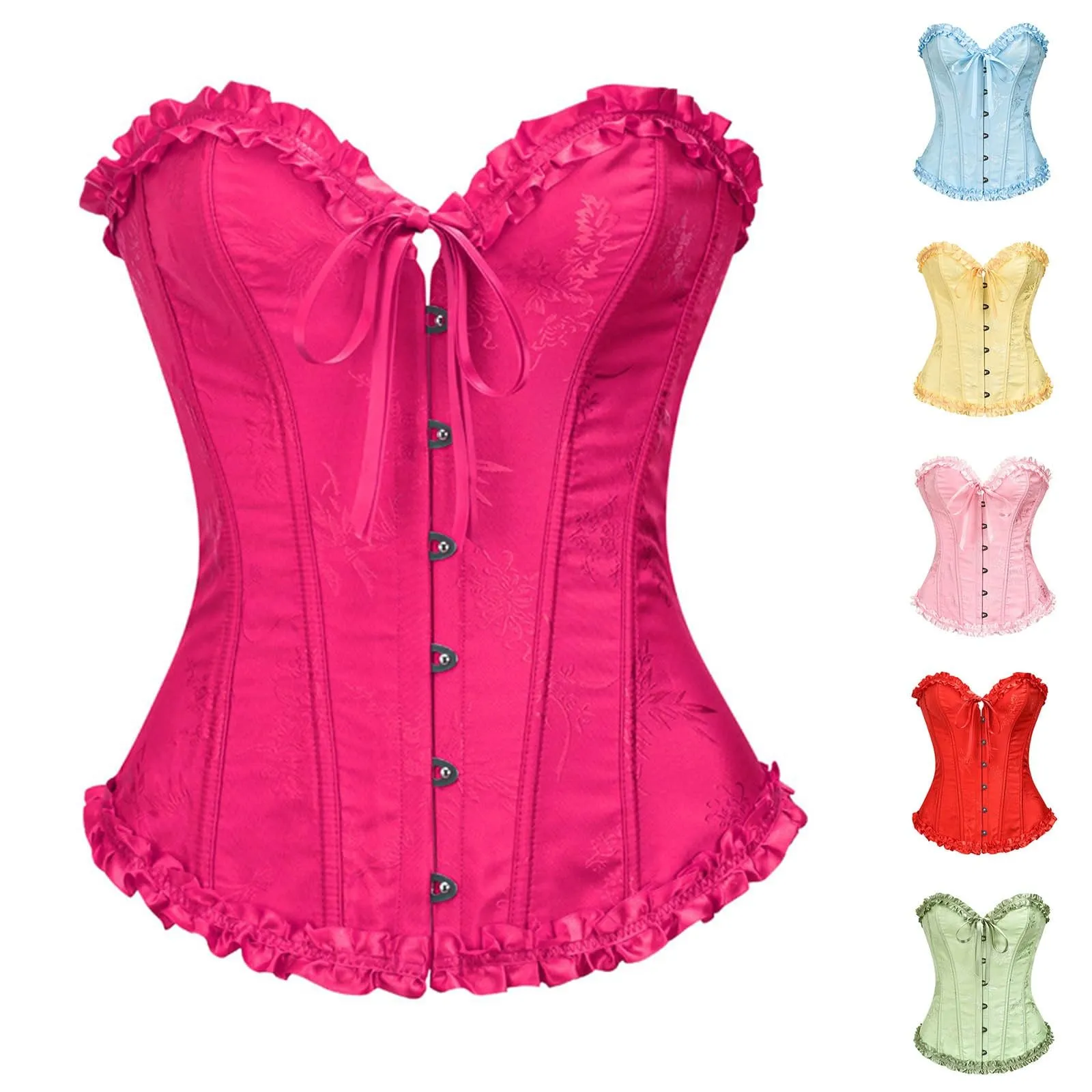 Bauzuoyo Corsetto da donna, sexy, pancia, vintage, con lacci, per Halloween, costume da pirata gotico, carnevale, Azzurro, XXL - immagine 2