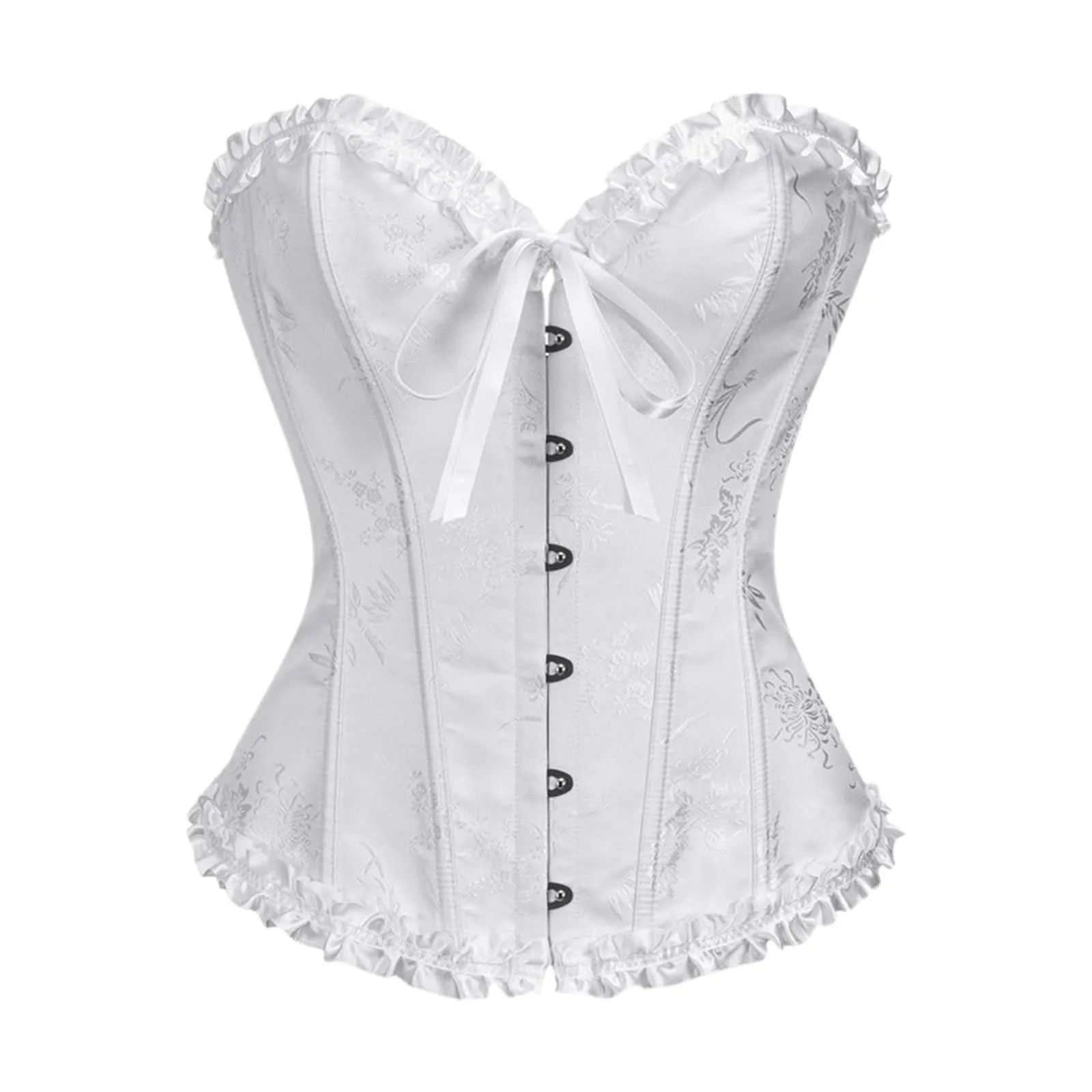 Bauzuoyo Corsetto da donna, sexy, per pancia, vintage, con lacci, per Halloween, costume da pirata gotico, carnevale, bianco, XS - immagine 1