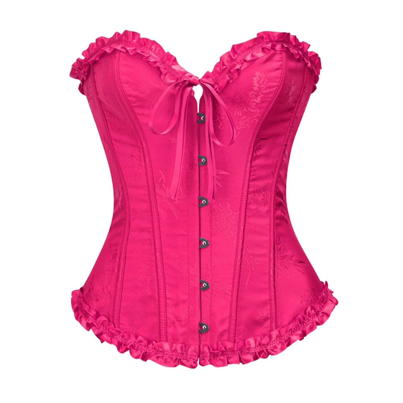 Bauzuoyo Corsetto da donna, sexy, pancia, vintage, con lacci, per Halloween, costume da pirata gotico, carnevale, Rosa caldo, L - immagine 1