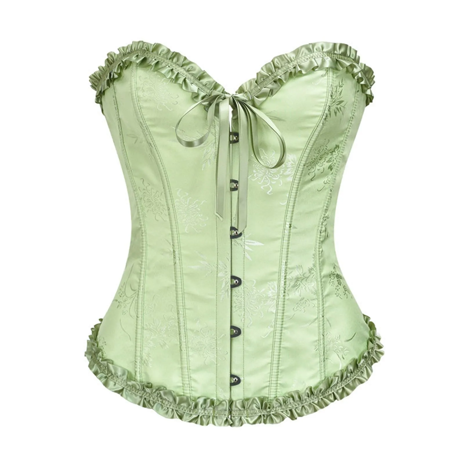 Bauzuoyo Corsetto da donna, sexy, pancia, vintage, con lacci, per Halloween, costume da pirata gotico, carnevale, verde, XL - immagine 3