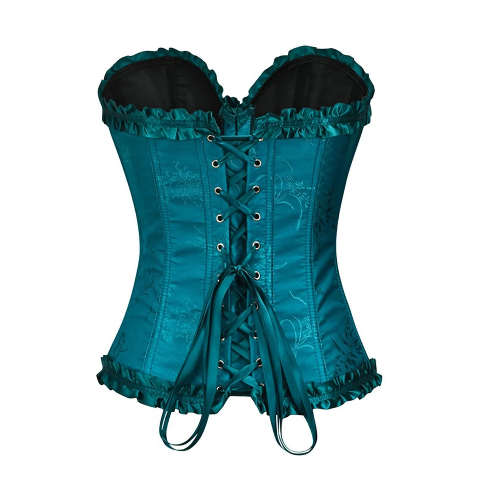 Bauzuoyo Corsetto da donna, sexy, pancia, vintage, con lacci, per Halloween, costume da pirata gotico, carnevale, Blu, L - immagine 4