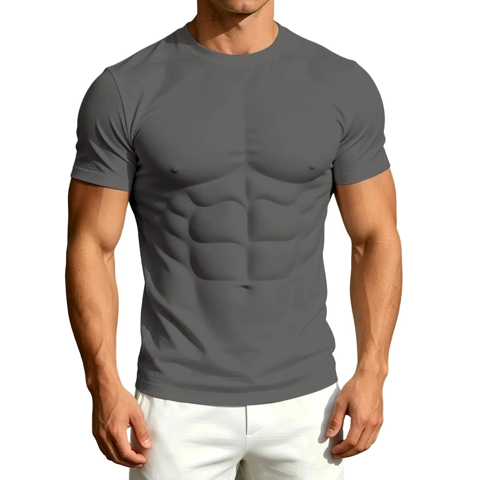 Maglietta a maniche lunghe da uomo con stampa 3D divertente muscolo - immagine 4