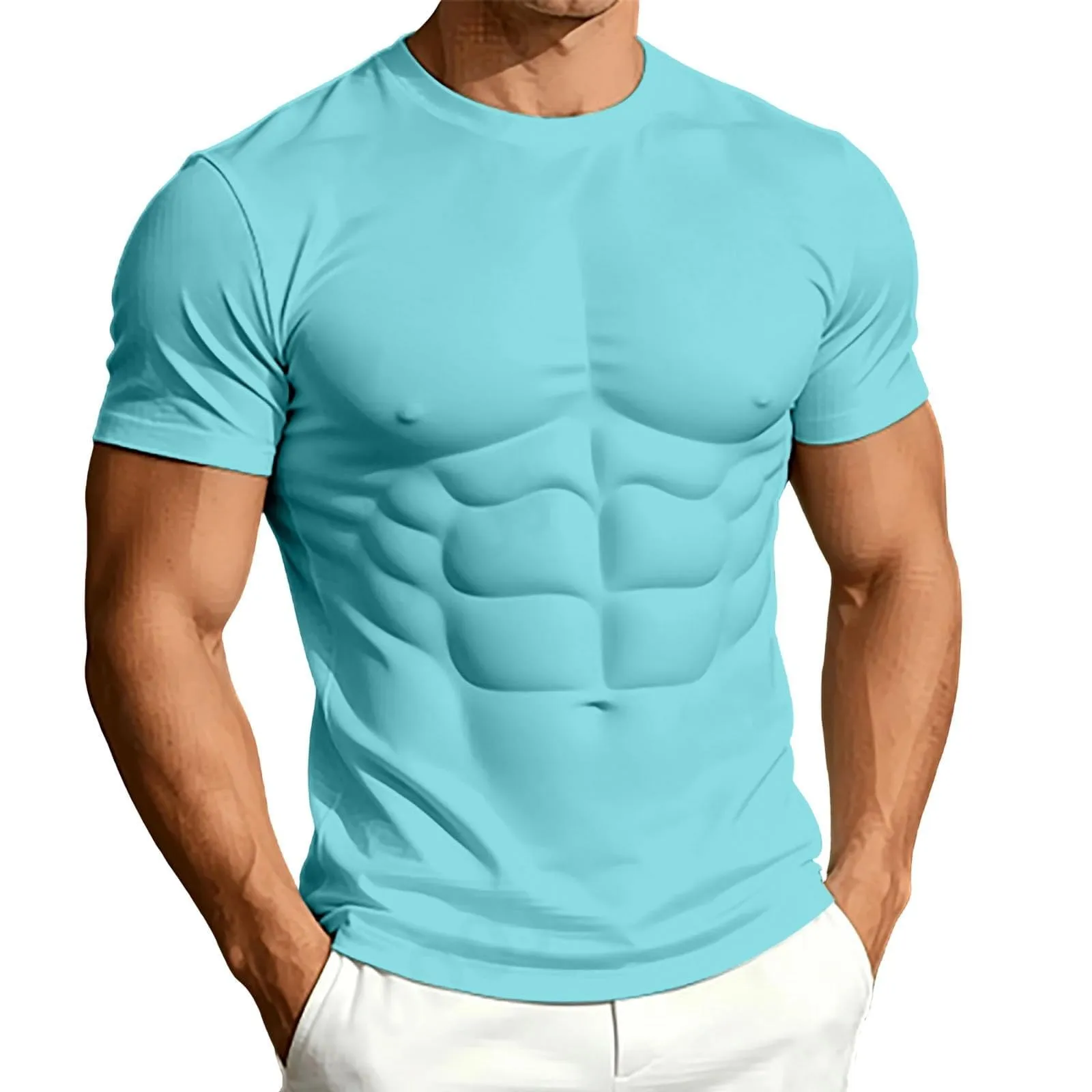 Maglietta a maniche lunghe da uomo con stampa 3D divertente muscolo - immagine 1