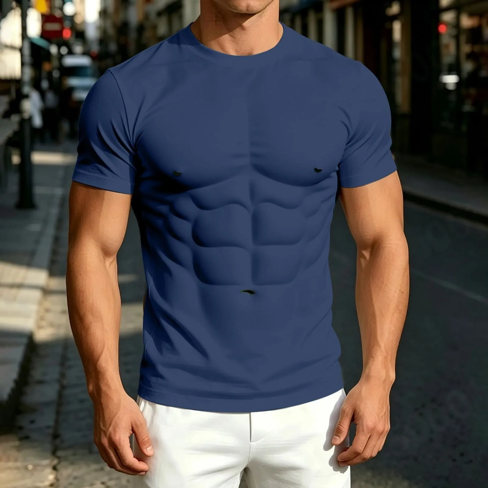 Maglietta a maniche lunghe da uomo con stampa 3D divertente muscolo - immagine 2