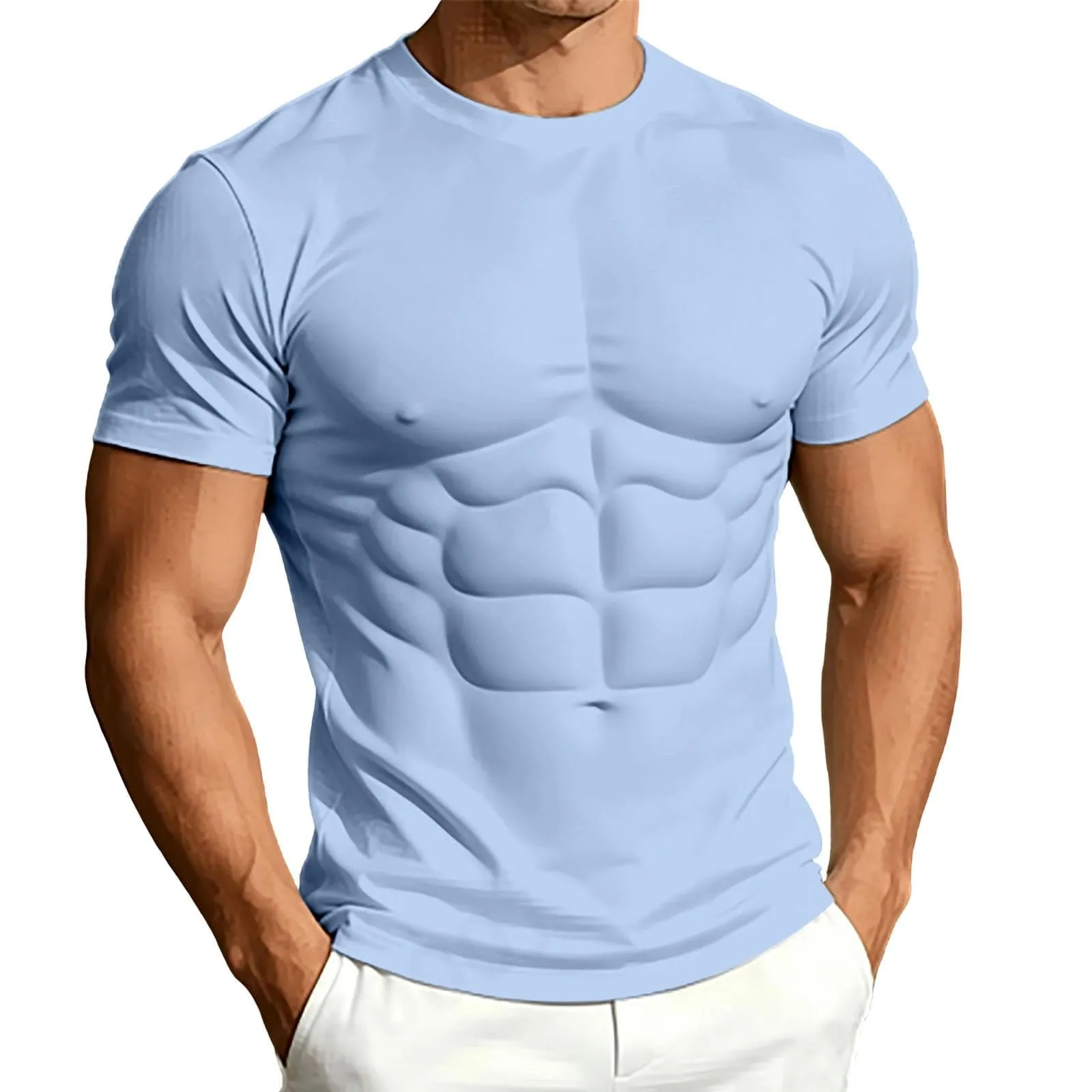Maglietta a maniche lunghe da uomo con stampa 3D divertente muscolo - immagine 1