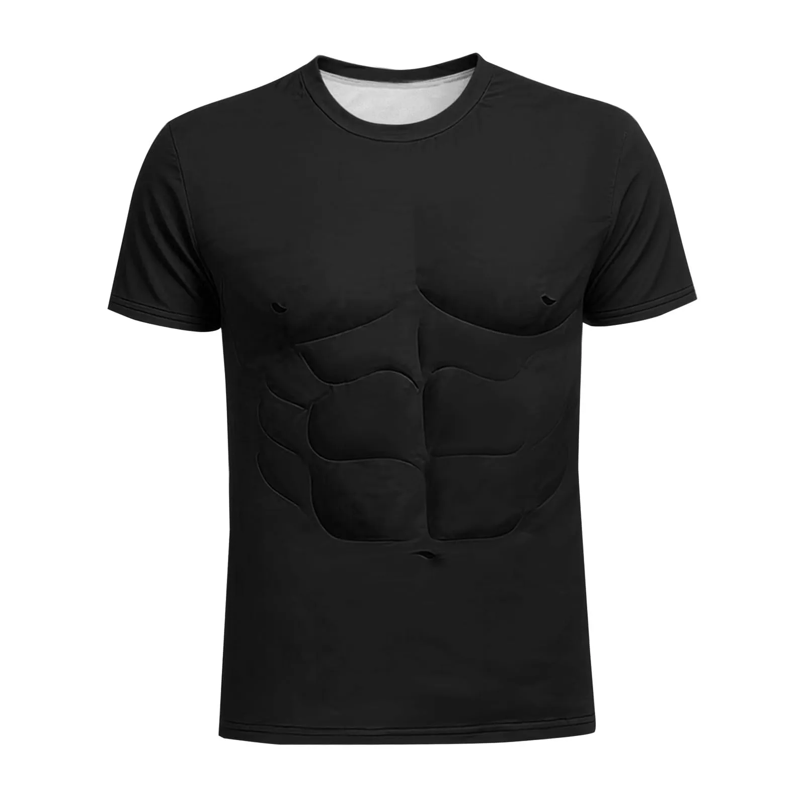 Maglietta a maniche lunghe da uomo con stampa 3D divertente muscolo, Nero - immagine 5