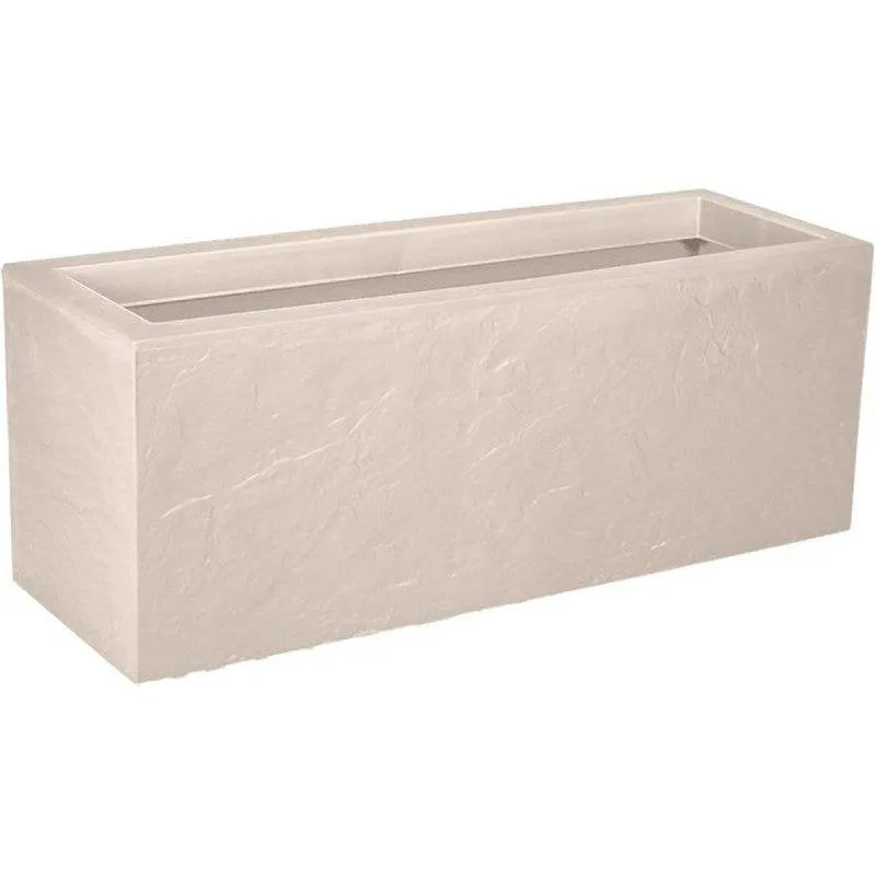 Vaso da Fiori EDA Volcania Up 25L Effetto Pietra Beige 59x19,5x22,8cm Resistente UV Gelate - immagine 1