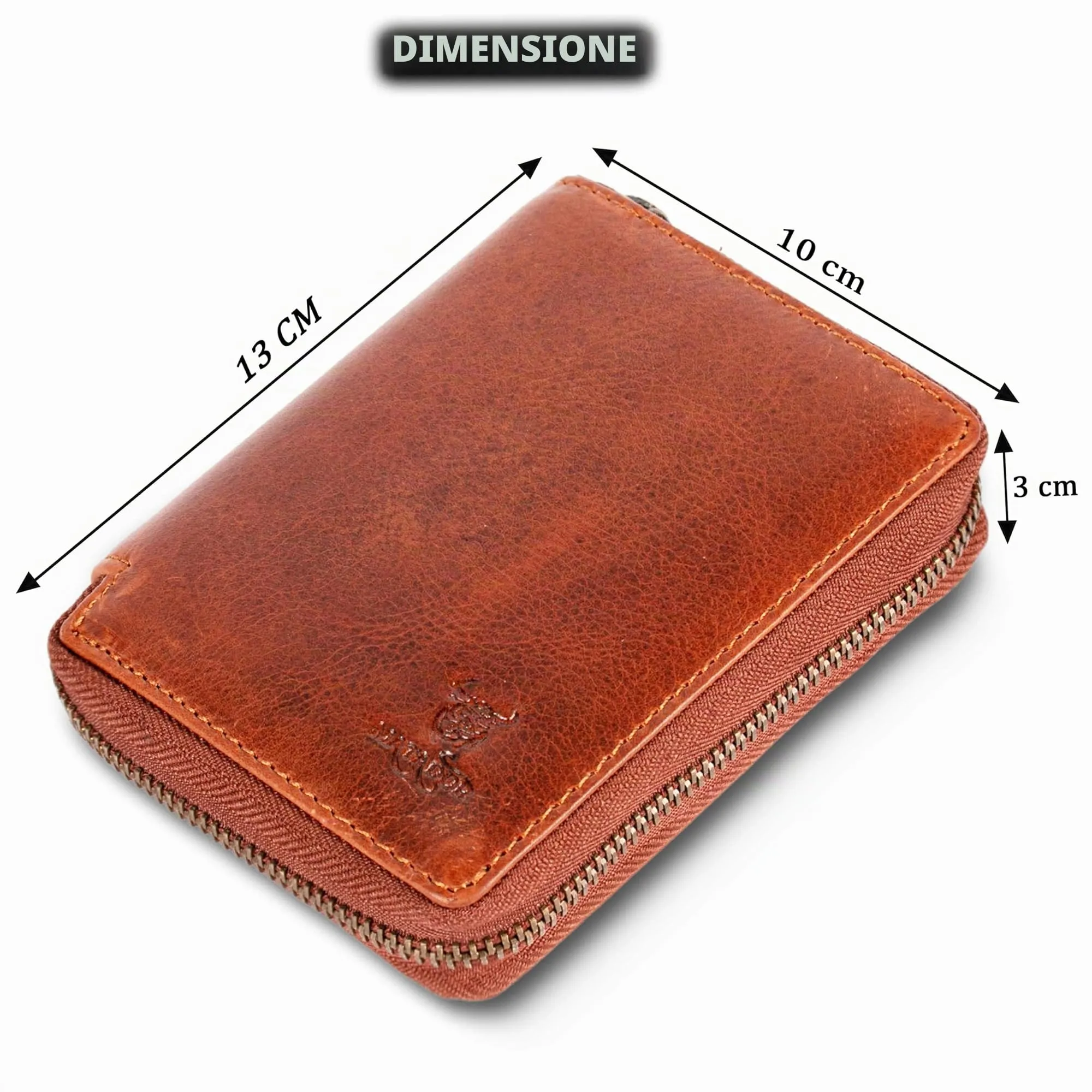 Matador Portafoglio Uomo Classico e Donna Pelle Marrone Vintage RFID Zip - immagine 4