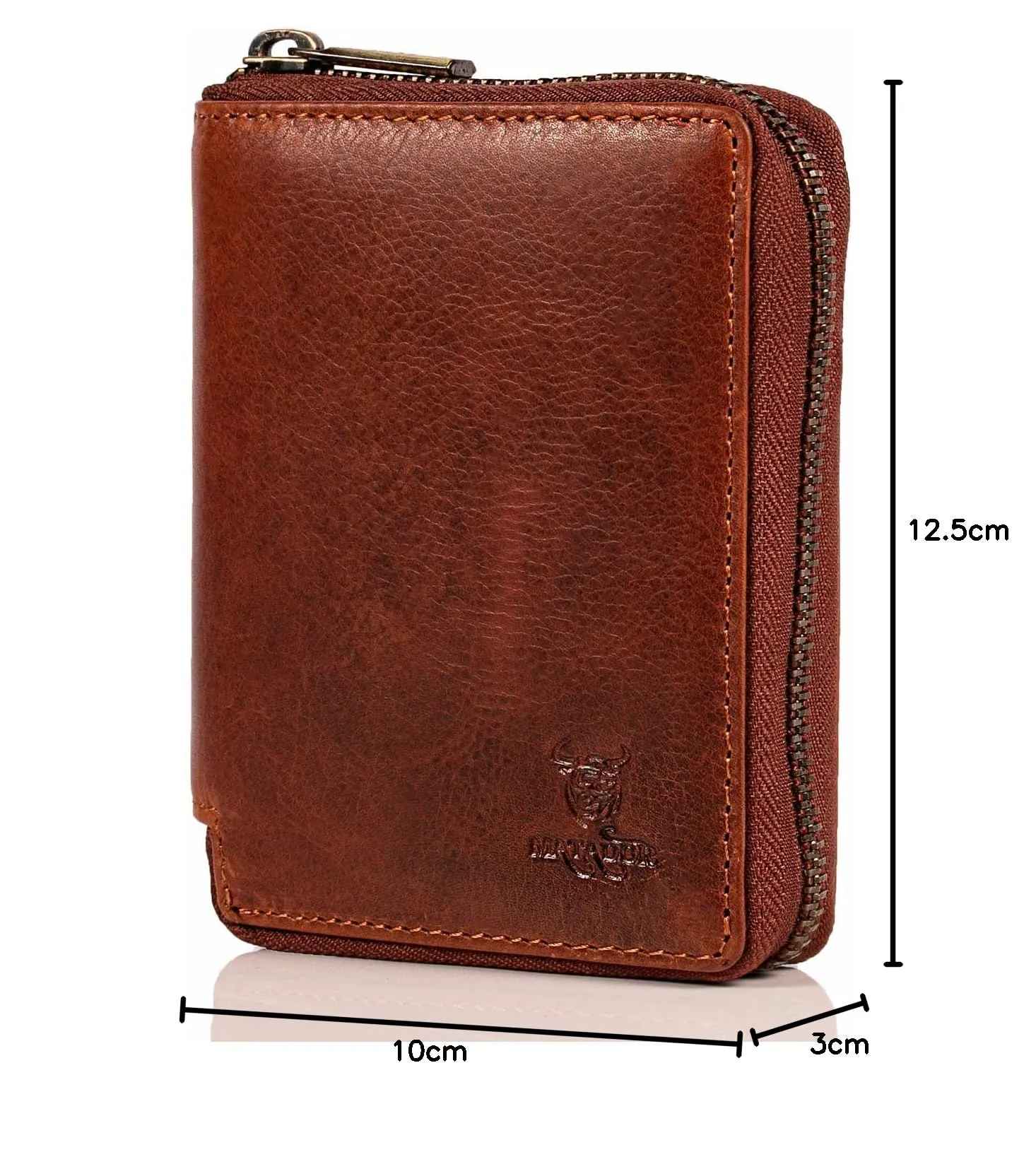 Matador Portafoglio Uomo Classico e Donna Pelle Marrone Vintage RFID Zip - immagine 8