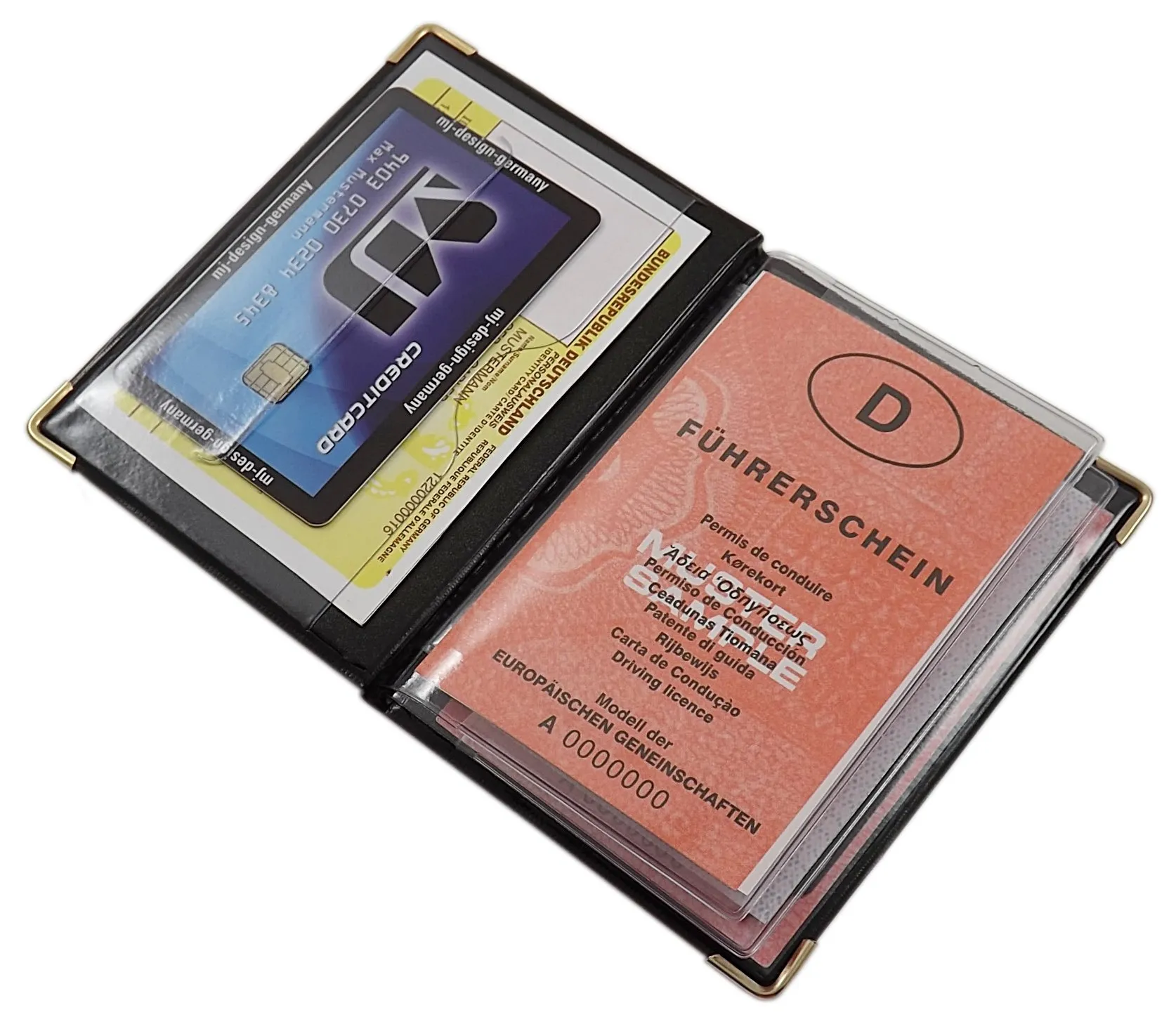 Porta carte d'identità e carte di credito con 10 scomparti MJ-Design-Germany Made in UE in diversi colori e designs (Design 4 / Bianco) - immagine 4