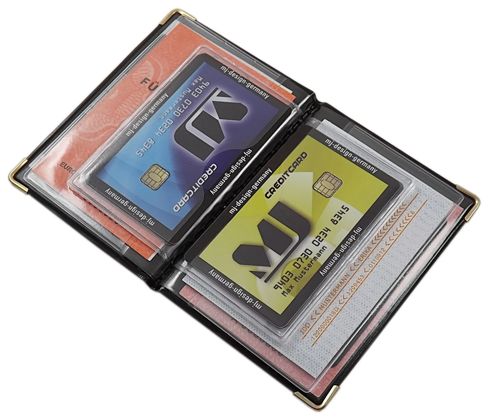 Porta carte d'identità e carte di credito con 10 scomparti MJ-Design-Germany Made in UE in diversi colori e designs (Design 4 / Bianco) - immagine 5