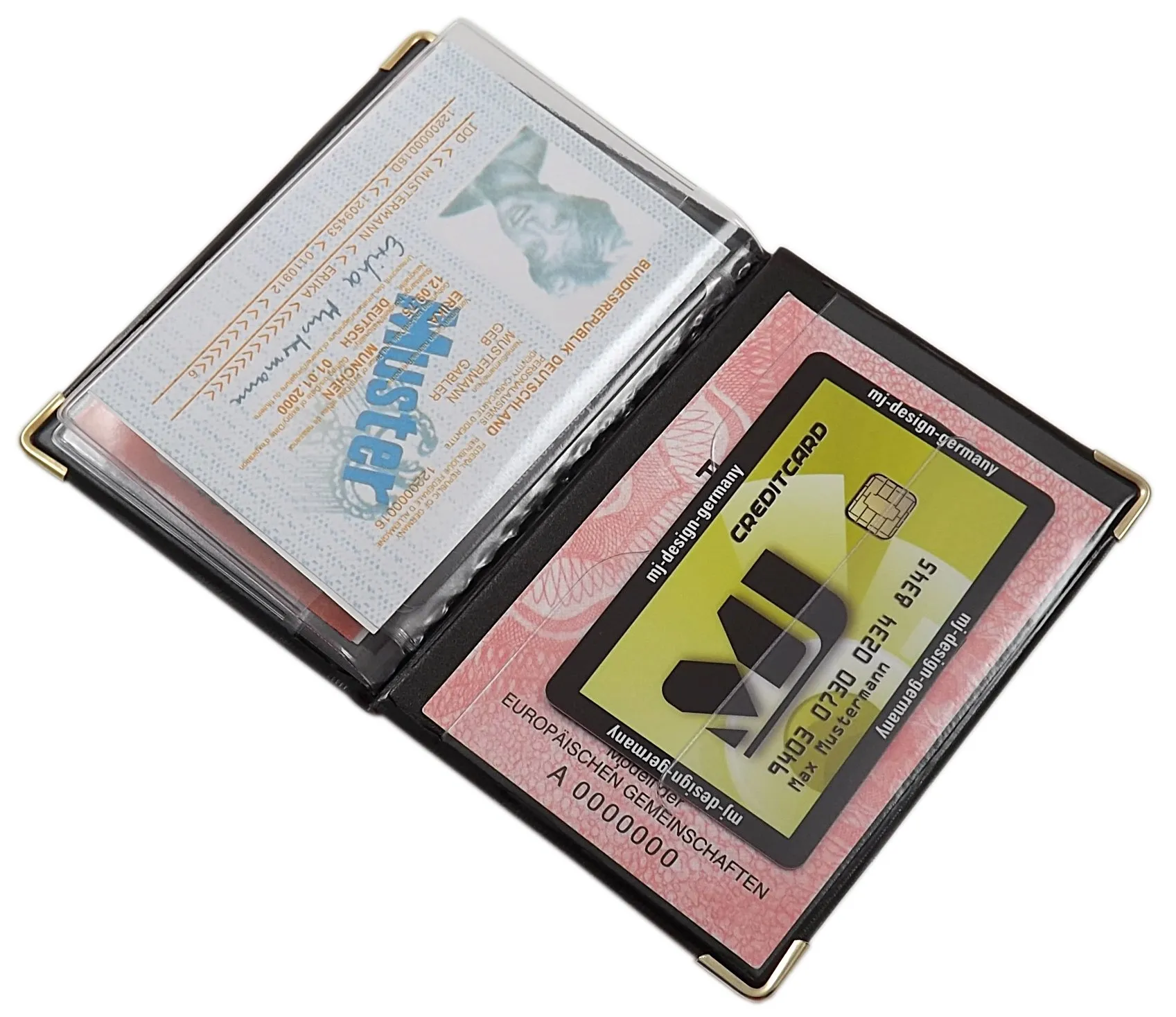 Porta carte d'identità e carte di credito con 10 scomparti MJ-Design-Germany Made in UE in diversi colori e designs (Design 4 / Bianco) - immagine 6