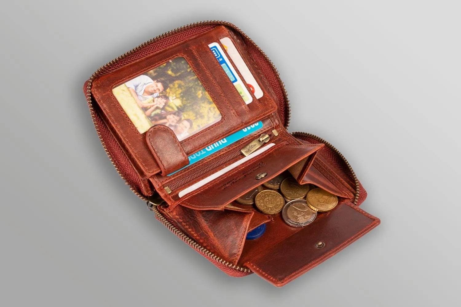 Matador Portafoglio Uomo con Portamonete Pelle RFID, Marrone Vintage - immagine 4
