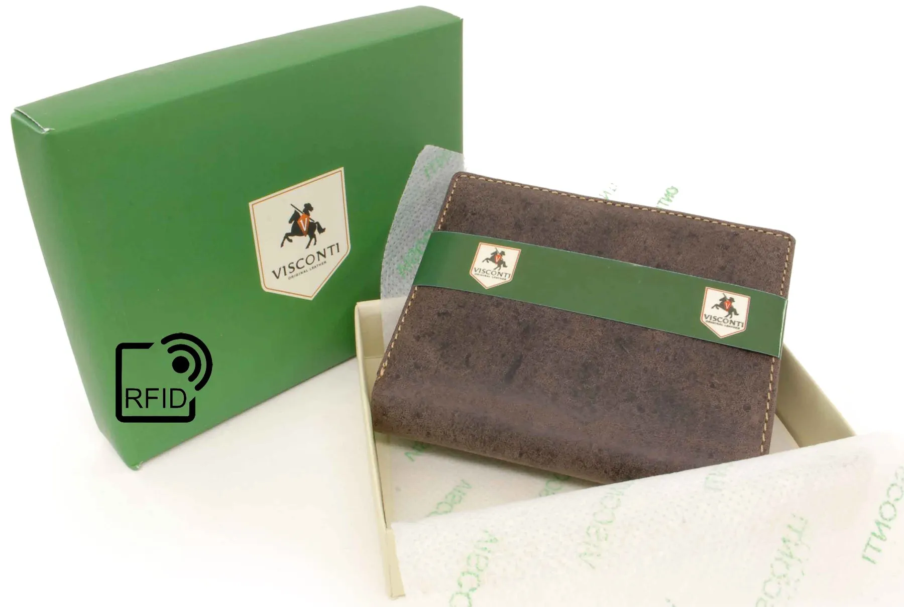 VISCONTI - Portafoglio Uomo Compatto in Pelle - Porta Carte di Credito per 6 Carte con Portamonete - Due Pieghe - RFID - 705 Arrow - Olio Marrone - immagine 4