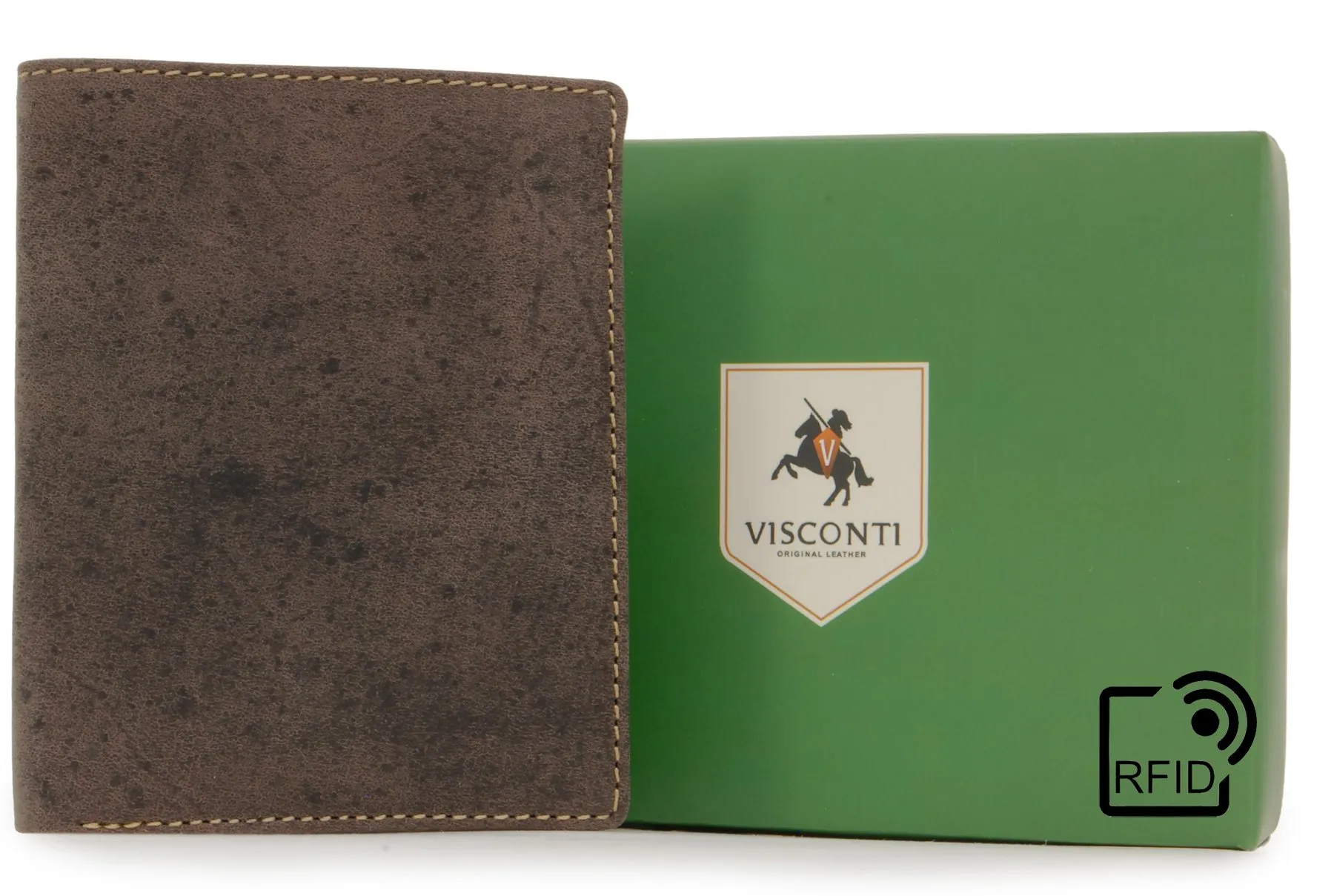 VISCONTI - Portafoglio Uomo Compatto in Pelle - Porta Carte di Credito per 6 Carte con Portamonete - Due Pieghe - RFID - 705 Arrow - Olio Marrone - immagine 6
