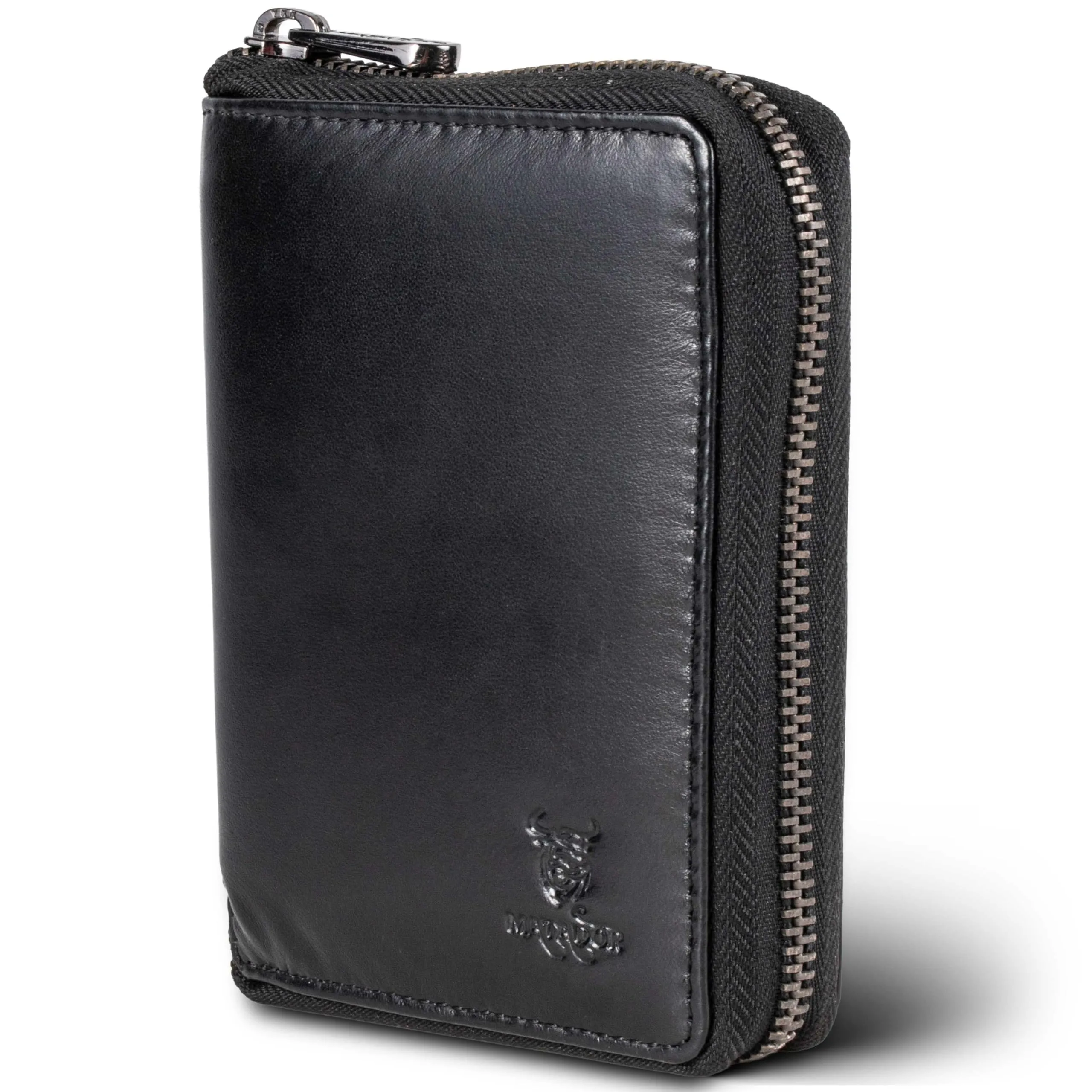 Matador Portafoglio Uomo Piccolo Vera Pelle RFID Zip, Nero Nappa - immagine 1