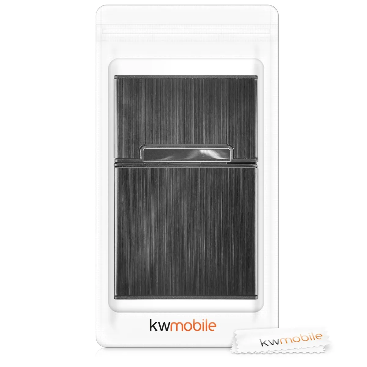 kwmobile Portasigarette in plastica e alluminio per ca.20 sigarette - Contenitore box pacchetto chiusura magnetica con coperchio automatico nero - immagine 7